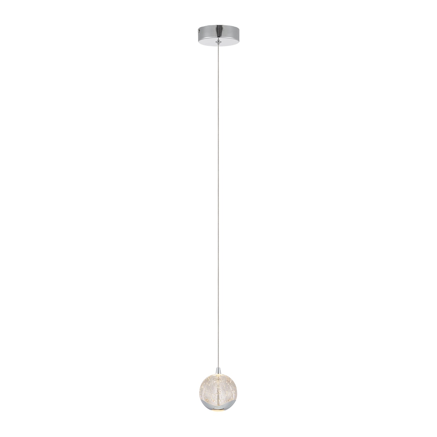 TFS 1 LT PENDANT 5wLED 3000K D:90 H:85 400Lm CAB.2m CHROME/ BUBBLE GLASS