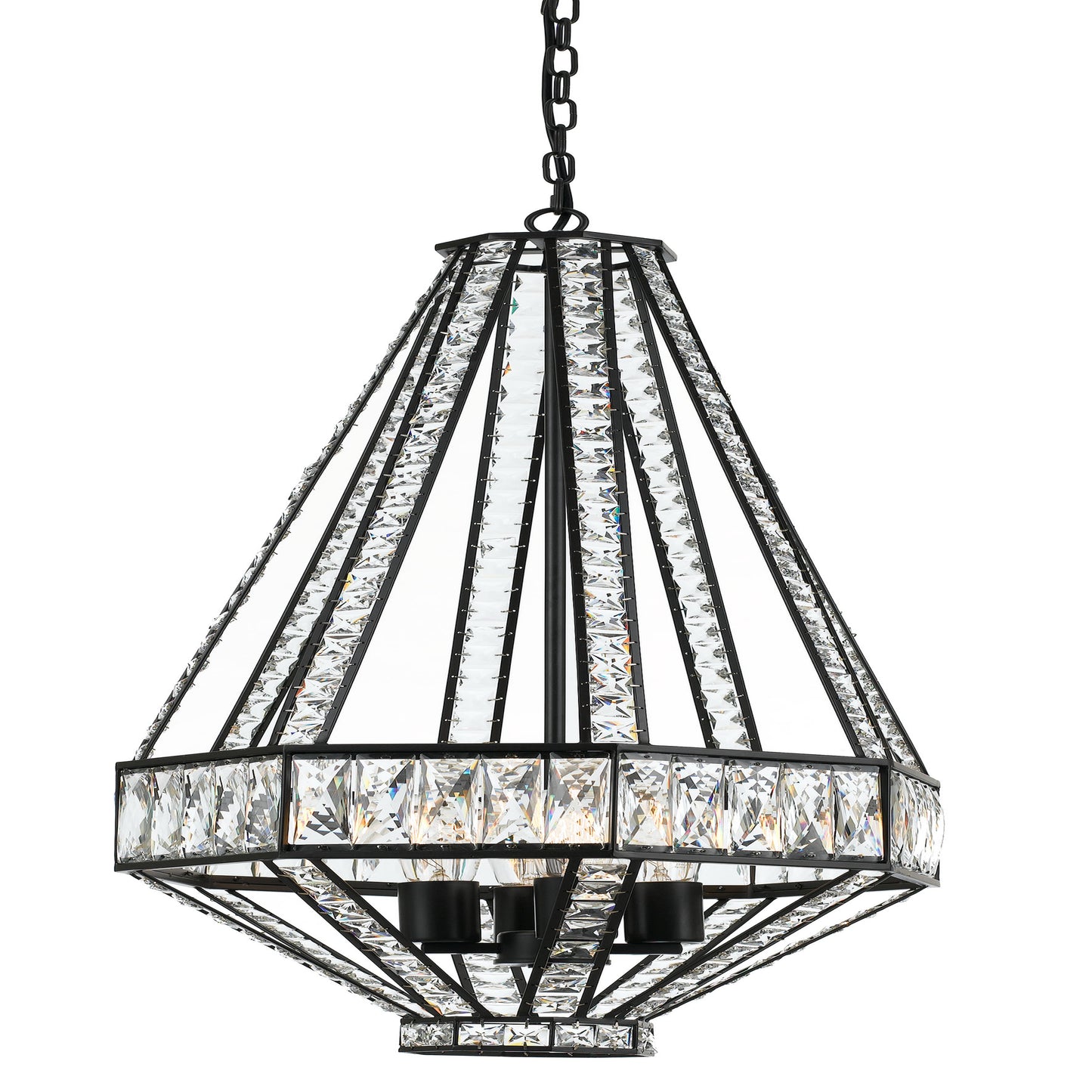 Arles TFS 4LT PENDANT 4x25wE27max D:440 H:900 OILED BRONZE / CLEAR CRYSTALS