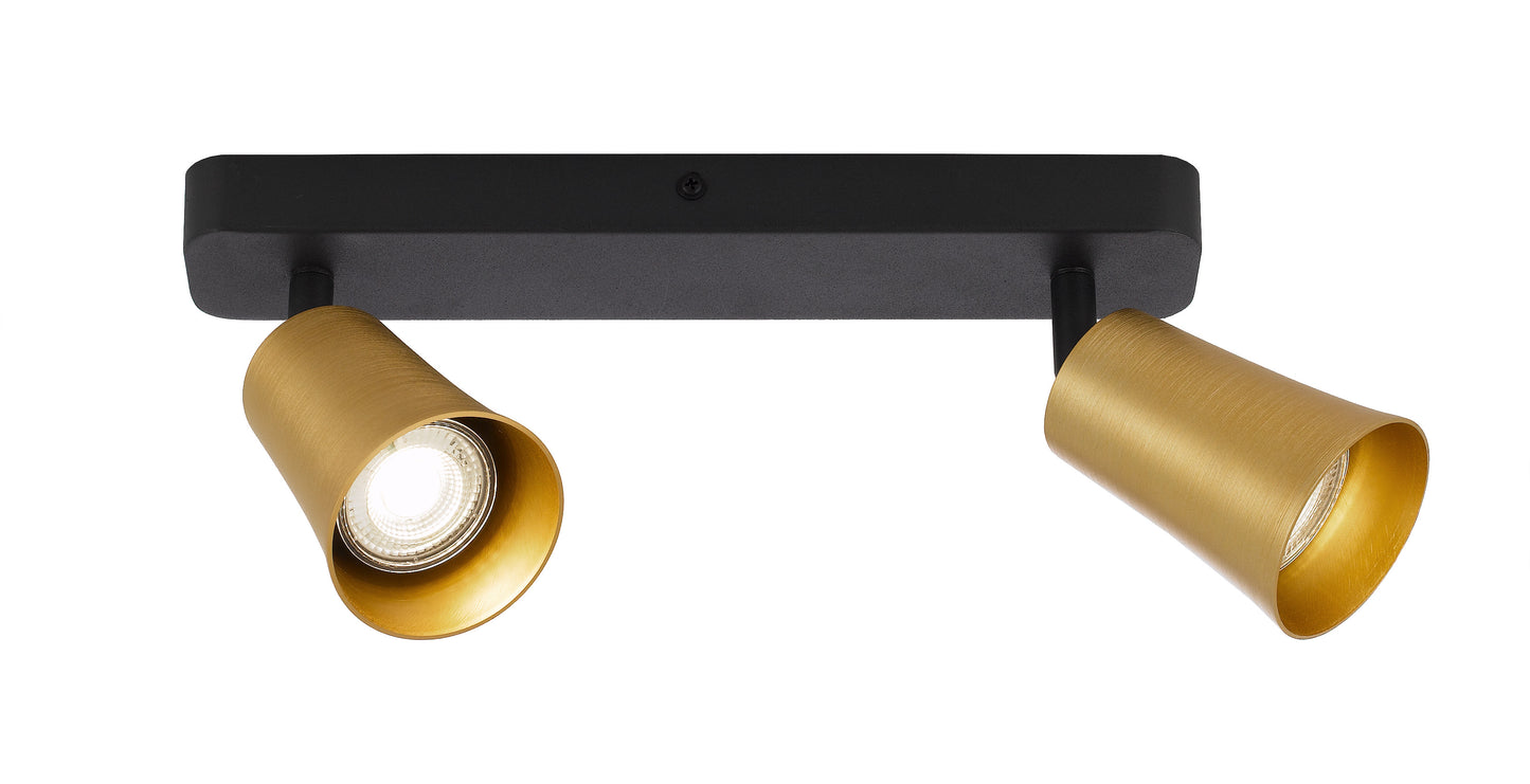TFS 2 SPOT BAR 2x6wGU10max L300 P175 GOLD BRUSHED BLACK