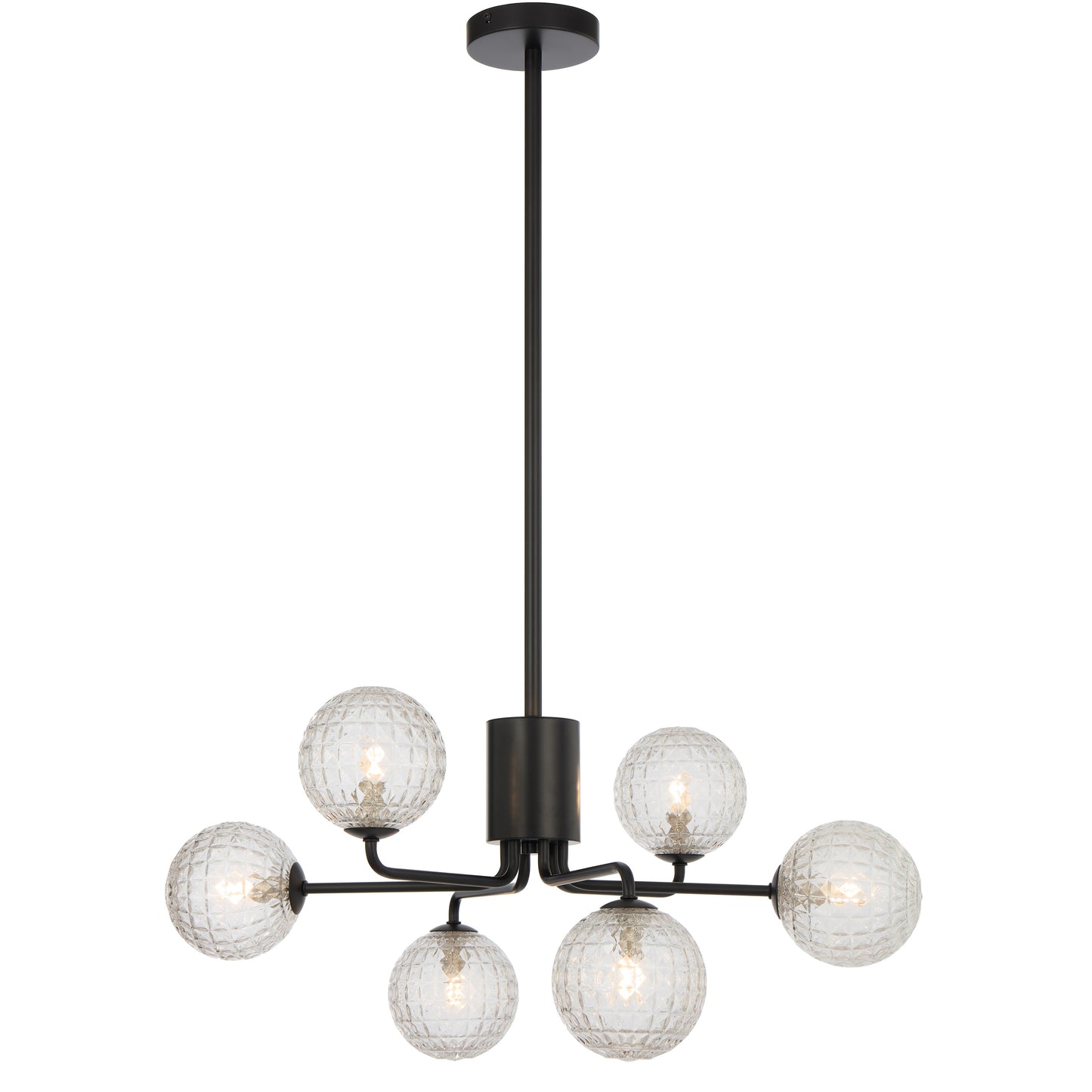 TFS 6LT PENDANT 6x6wG9max KIT D650 H295 ROD:2*600+1*300 BLACK/ CLEAR PRISM PATTERN