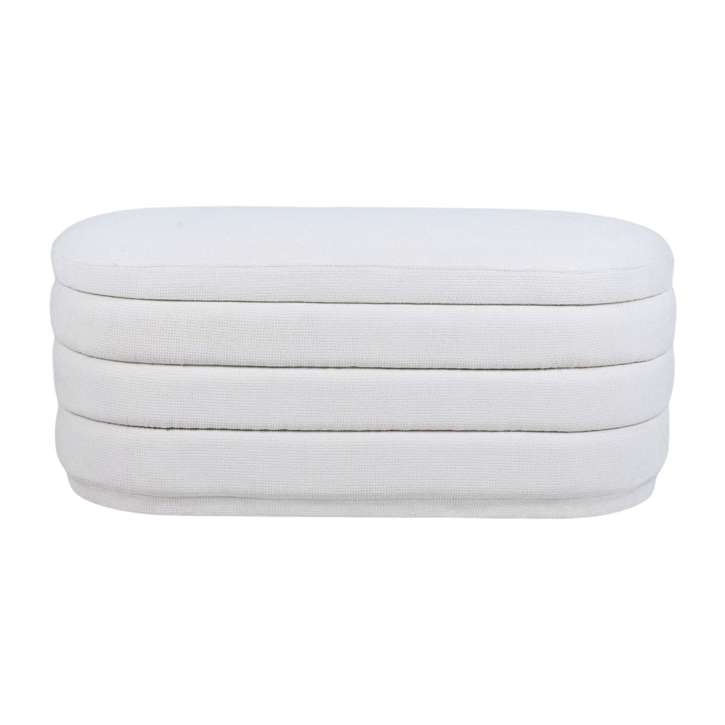 White Chenille Storage Bench