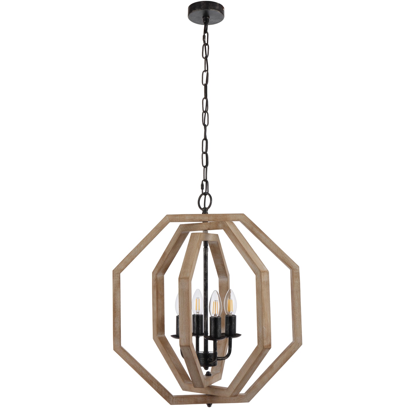 TFS 4LT PENDANT 4x25wE14max L500 W450 H500 Chain 2M BLACK / MERANTI
