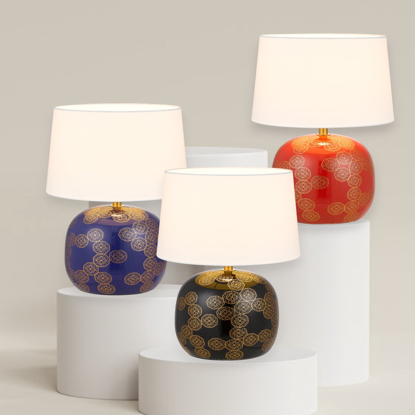 Cascais TFS CERAMIC TABLE LAMP 25wE27max H:420 D:250 inline BLUE / IVORY
