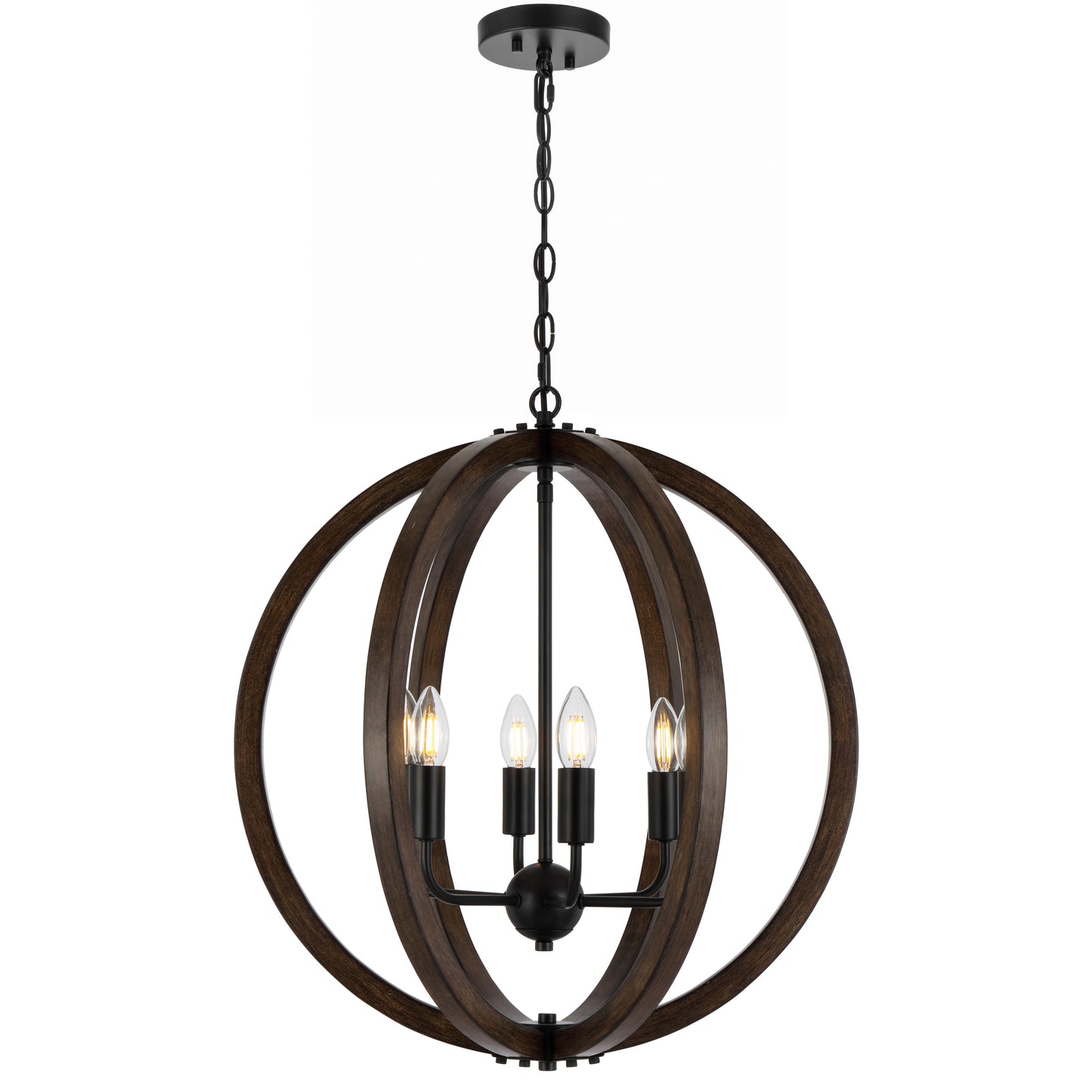 Oviedo TFS 6 LT PENDANT 6x25wE14 W550 H620 CHAIN 2M BLACK MATT / TIMBER