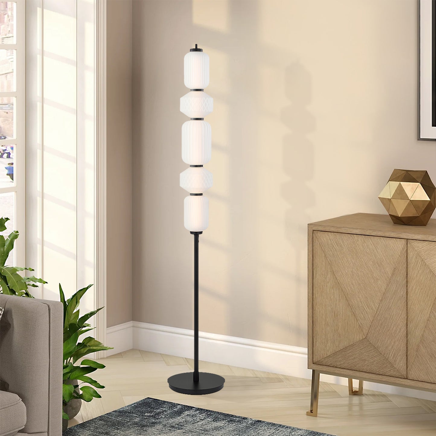 Amalfi TFS FLOOR LAMP 25wLED 3000K DIM D:270 H:1520 1036Lm BASE: BLACK / GLASS: FROST