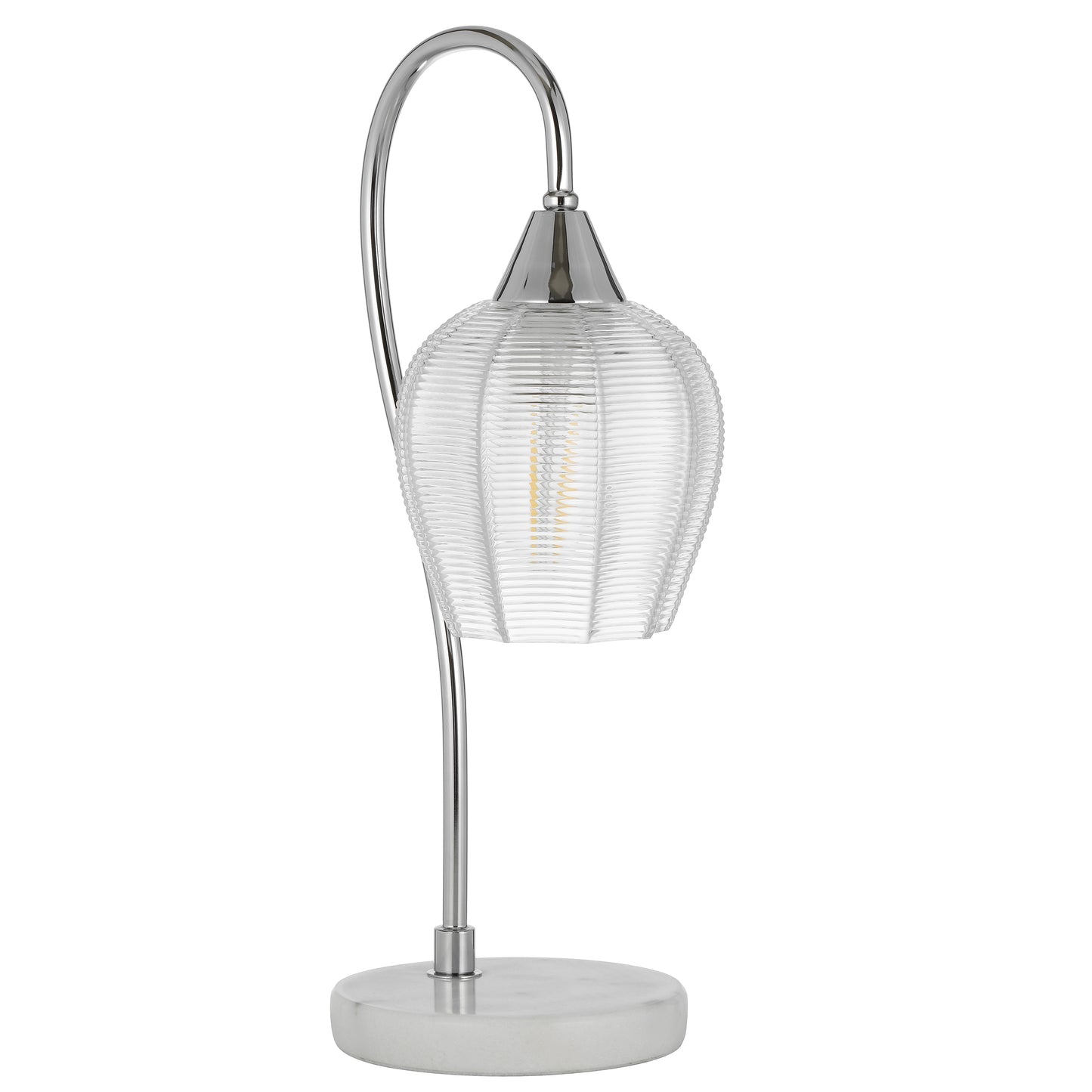 TFS TABLE LAMP 25wE27max L210 W160 H450 line swt WH MARBLE/CHROME/CLEAR
