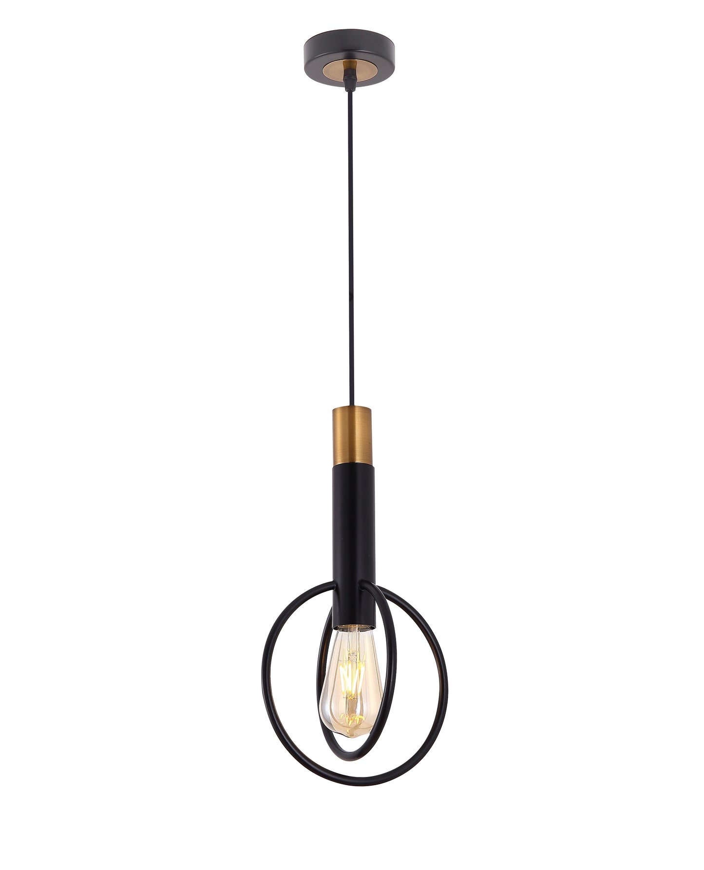 TFS 1LT PENDANT 25wE27max H:370 D:195 ANT BLACK/GOLD ROUND SHAPE CABLE:2M