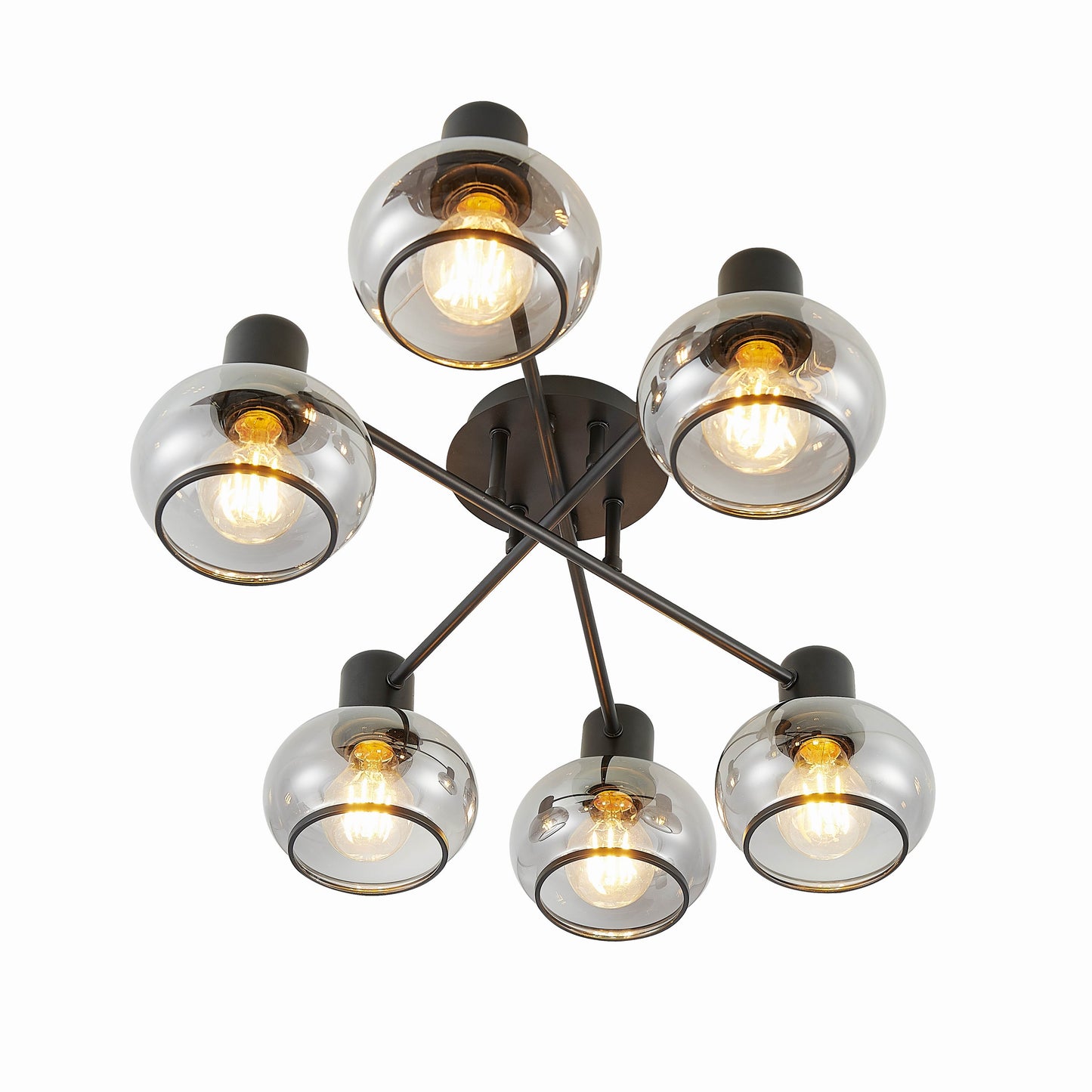 TFS 6 LT CTC 6x25wE27max L:700 W:430 H:190 BLACK MATT/ SMOKE GLASS