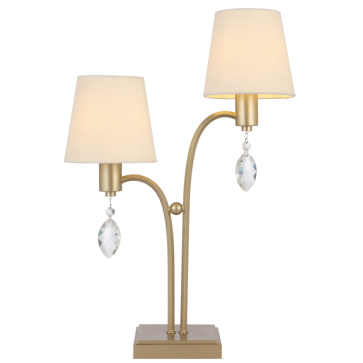 TFS 2 LT TABLE LAMP 2x25wE14max L340 W140 H510 ANT SILVER/CREAM/CRYSTAL
