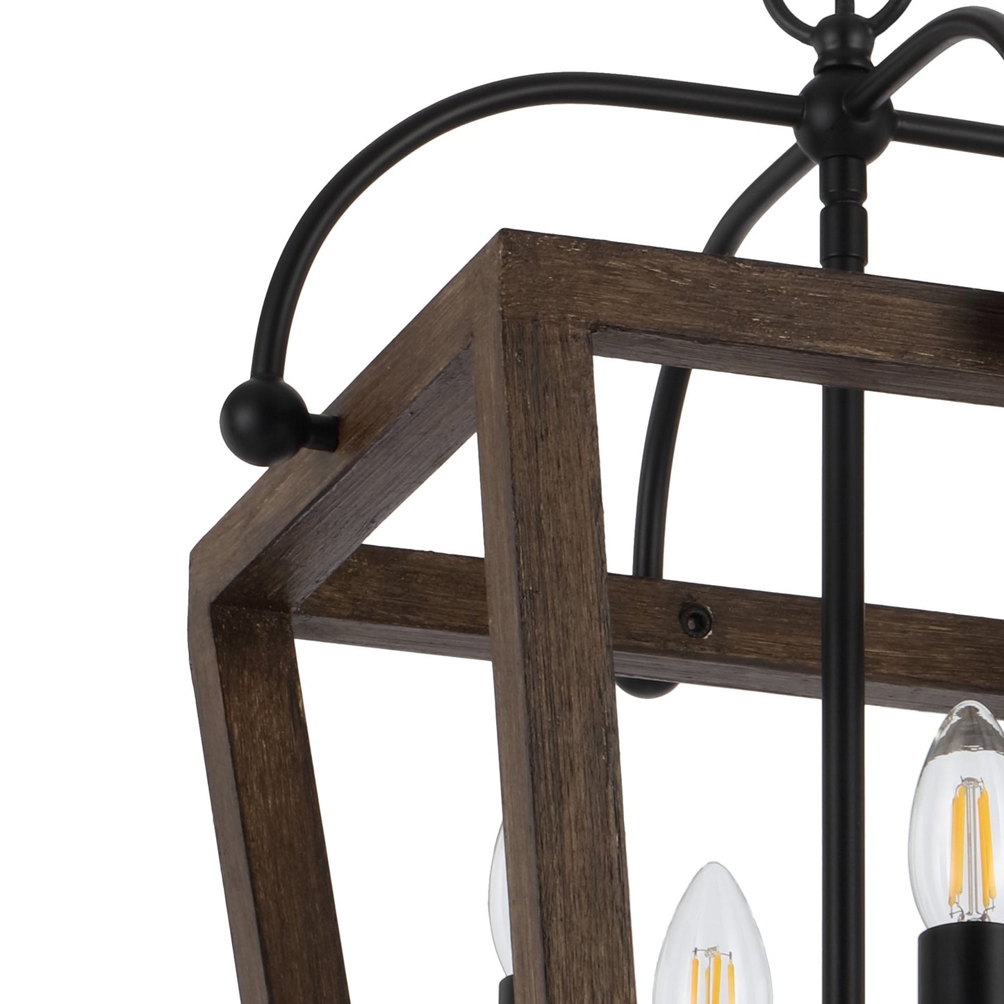 TFS 4 PENDANT 4x25wE14 L370 W370 H510 CHAIN 2M BLACK MATT / TIMBER