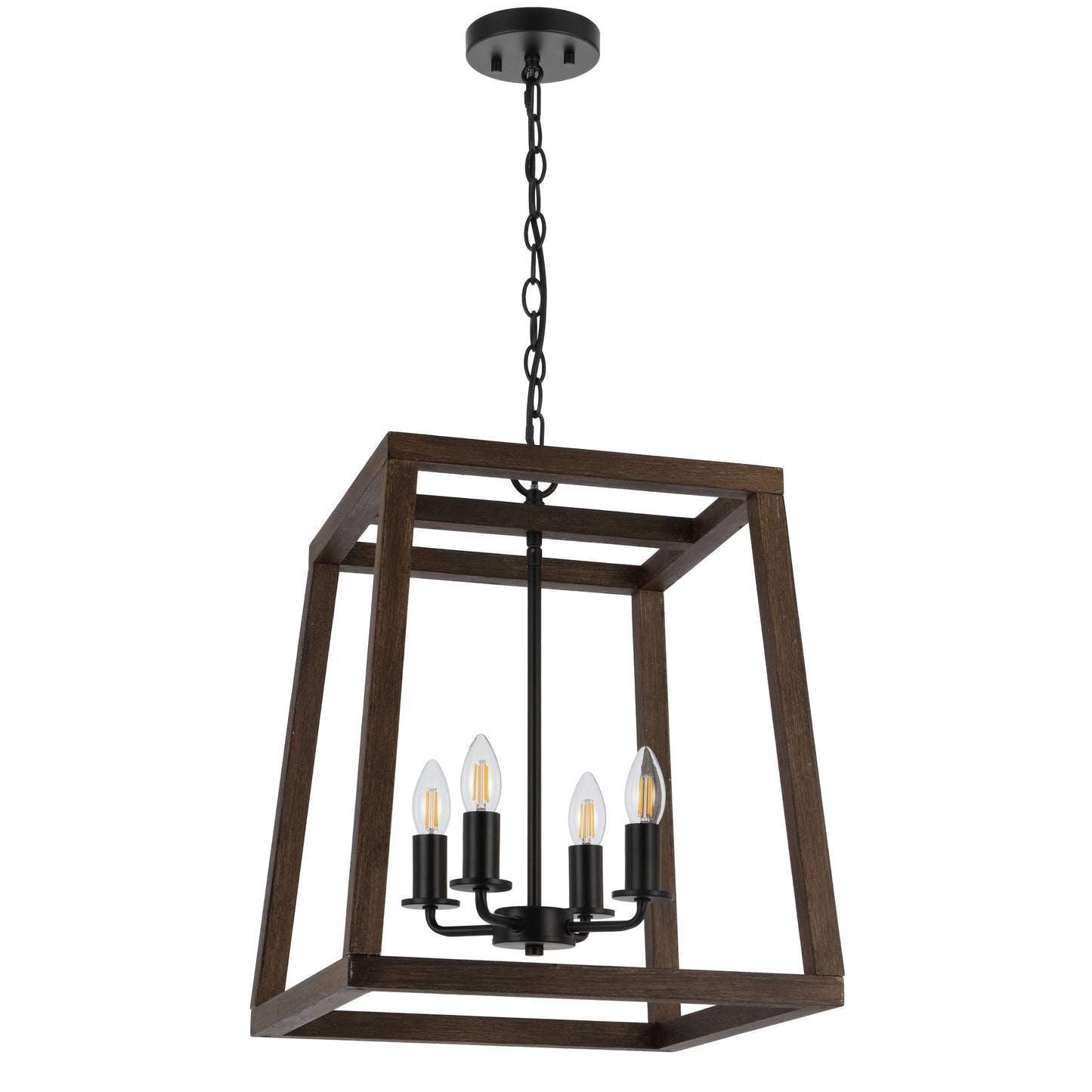 TFS 4 LT PENDANT 4x25wE14 W405 L405 H524 CHAIN 2M BLACK MATT / WALNUT TIMBER