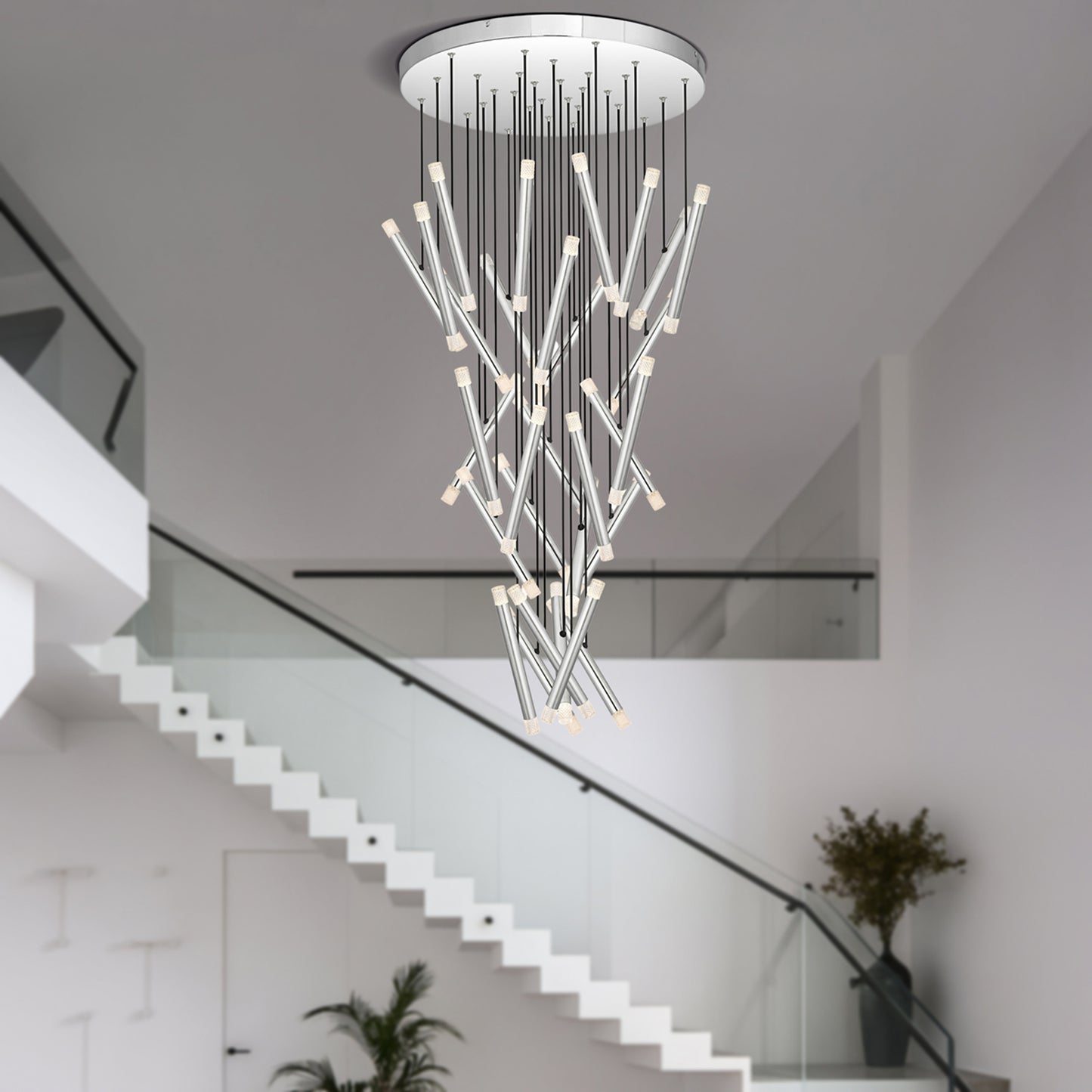 TFS PENDANT 60*1.5wLED canopy D:600 PVC 3M 3000K IP20 NON-DIM CHROME