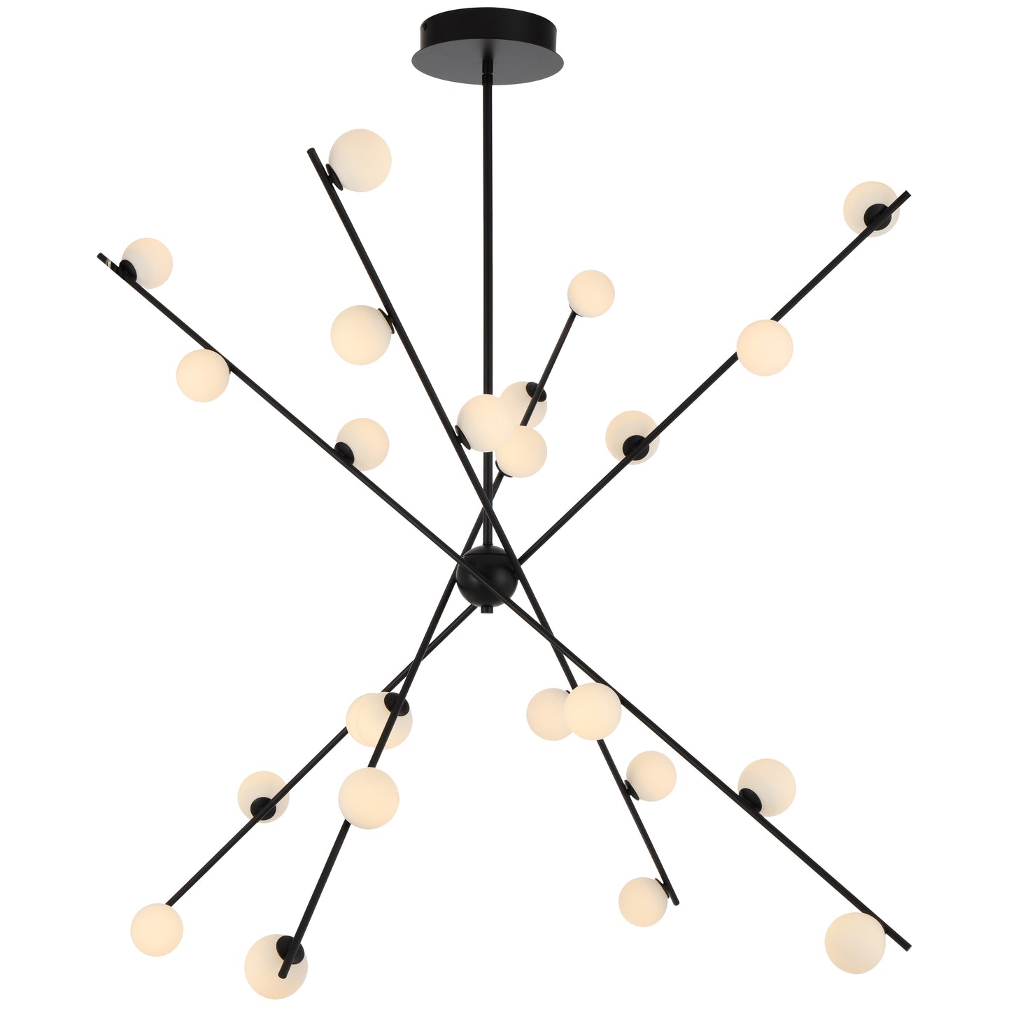 TFS 24 LT PENDANT 24x3wLED W1370 H495 TRIAC-DIM ROD 2*600 +1*300 BLACK / OPAL MATT