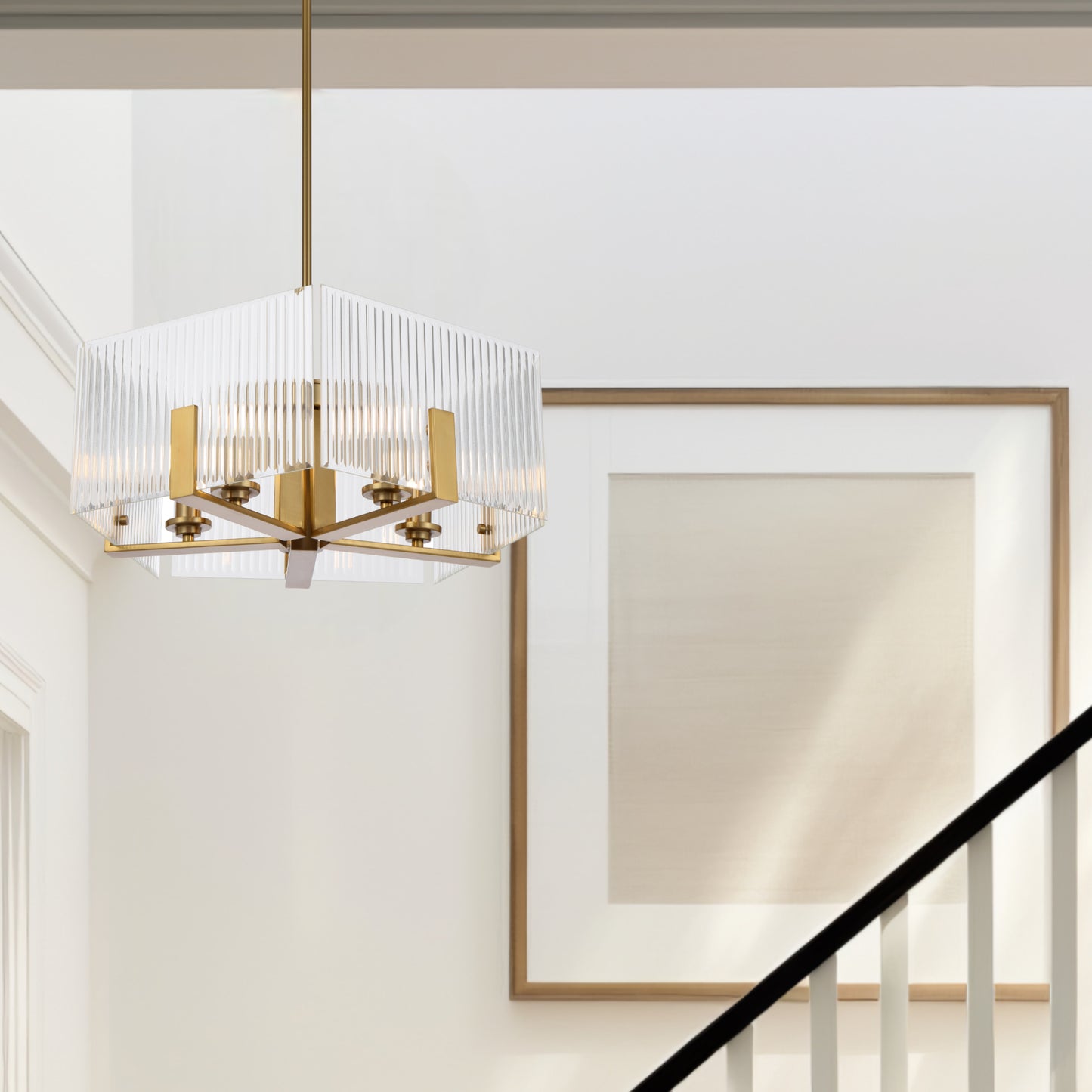 Terashade TFS 5 LT PENDANT 5x25wE14ma L560 W560 H210 rod (2*600+ 1*300) ANT GOLD / CLEAR GLASS