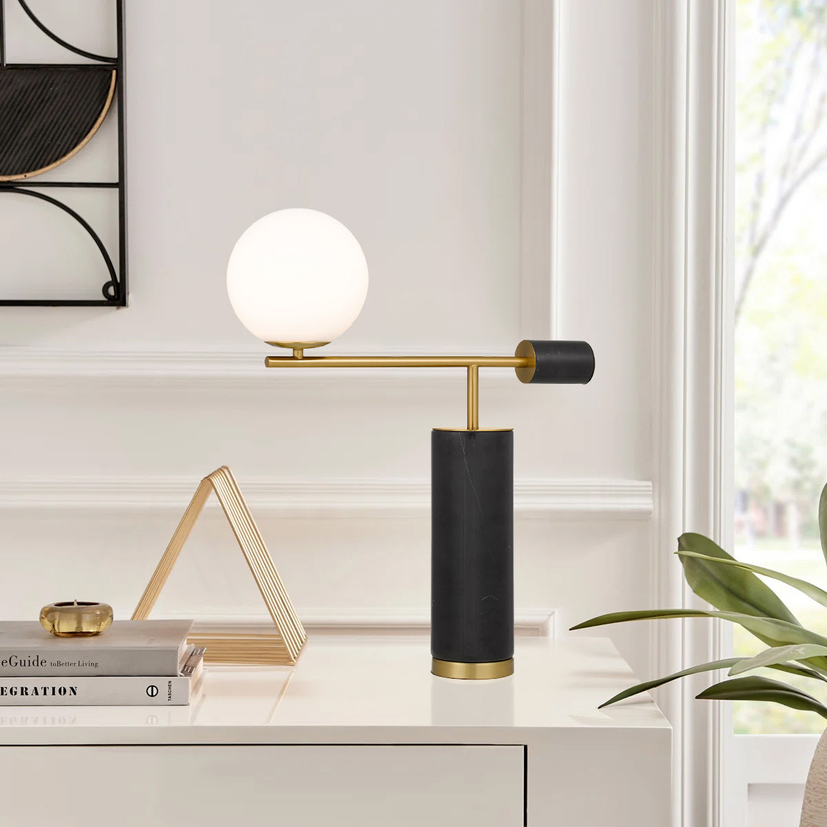 TFS TABLE LAMP 25wE27max D:510 H:600 Inline Switch BLACK / OPAL MATT