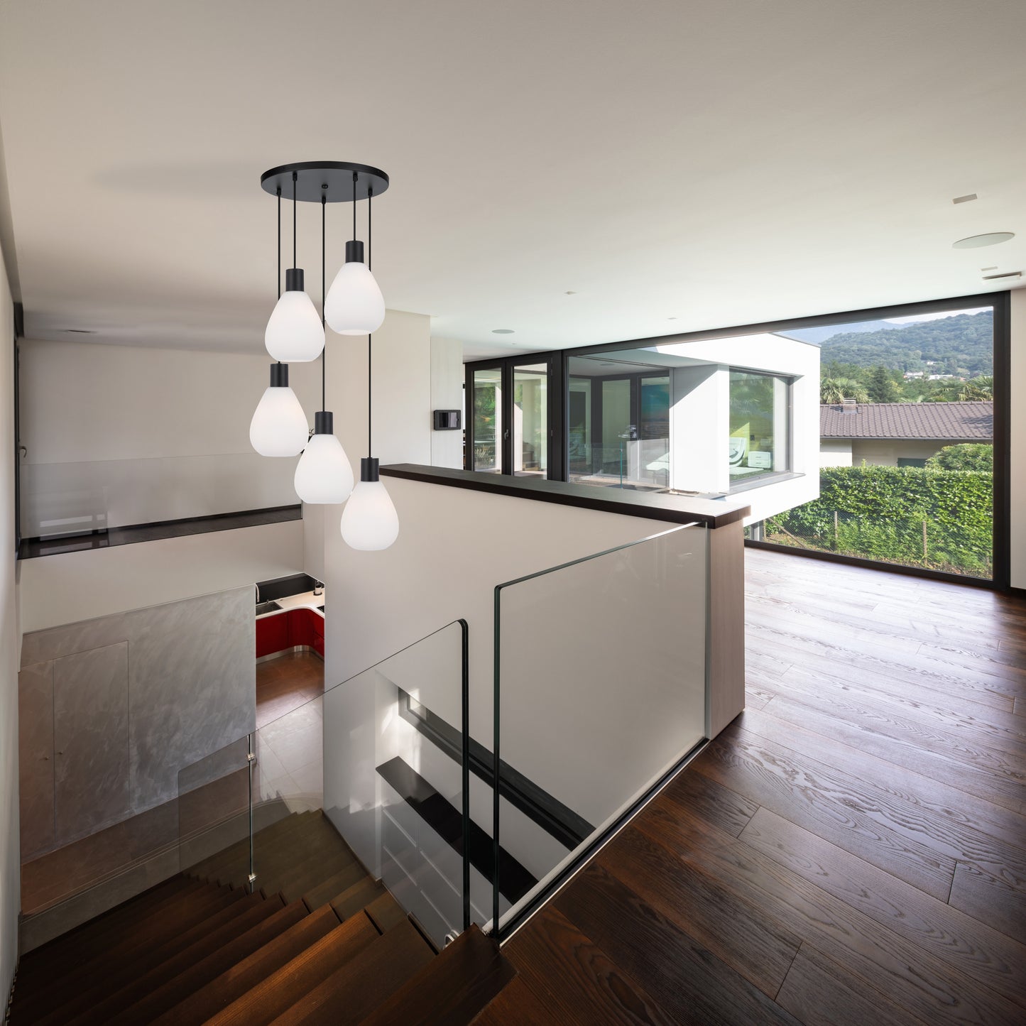 Perugia TFS 5 LIGHT PENDANT 5x25wE27max D:160 H:210 TEX:2m BLACK MATT/OPAL MATT