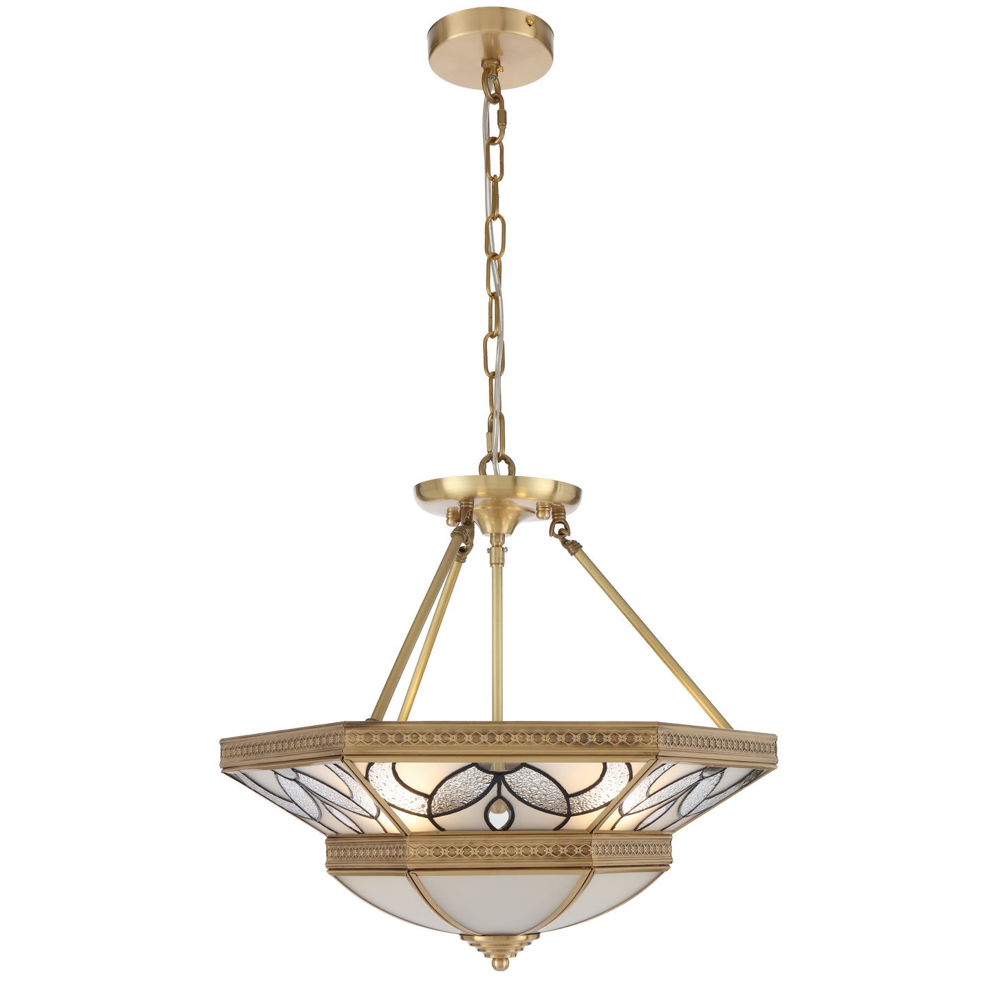 Vitawood TFS PE CTC 4x25wE27max D:500 H:208 chain:2M BRASS/FROST GLASS