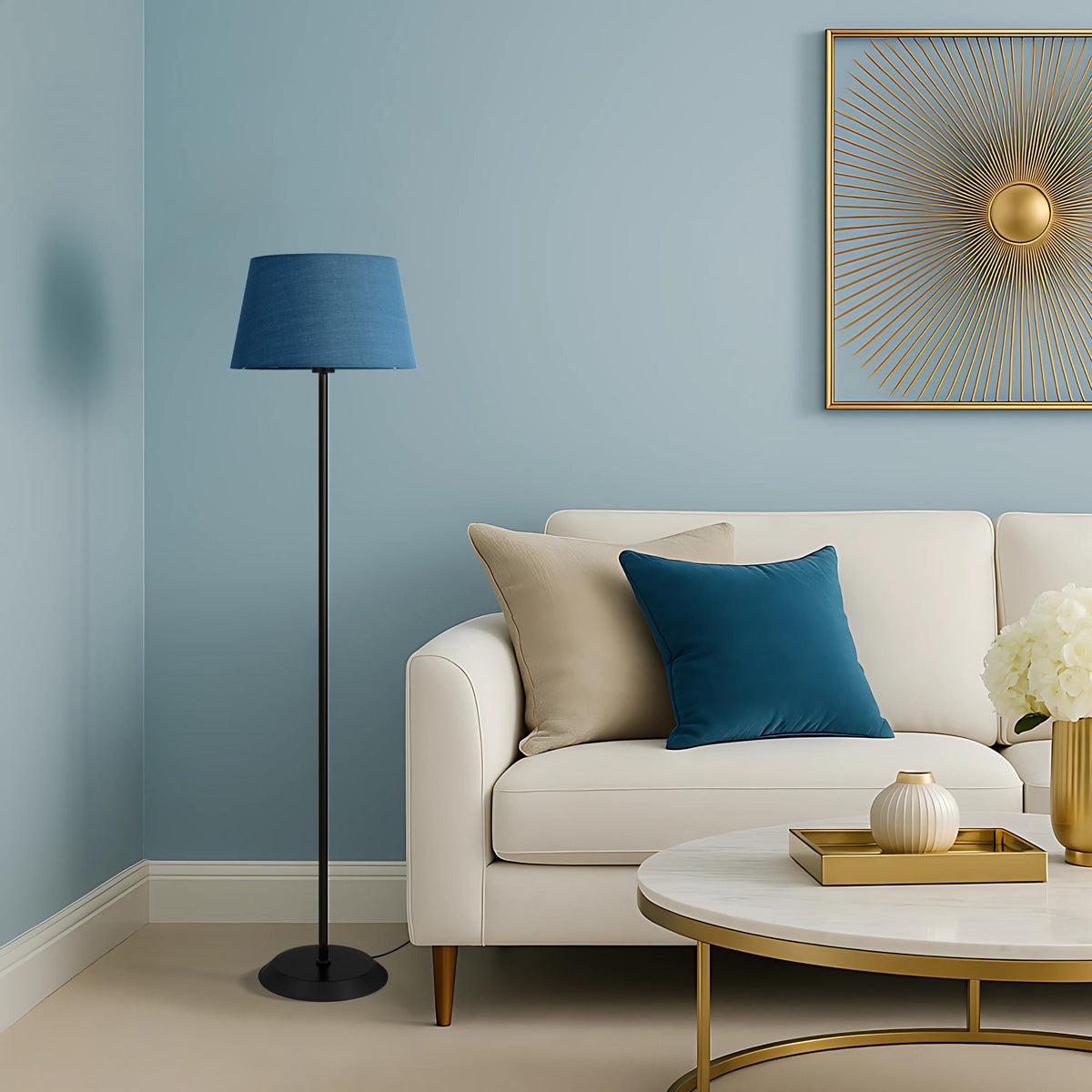 TFS FLOOR LAMP 25wE27max H:1480 D:360 BLACK/BLUE Foot Switch