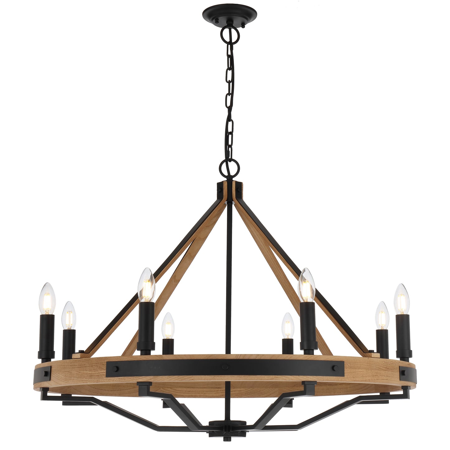 TFS 8 LTS PENDANT 8*25wE14 D:860 H:650 2m CHAIN BLACK MATT / ASHTREE WOOD