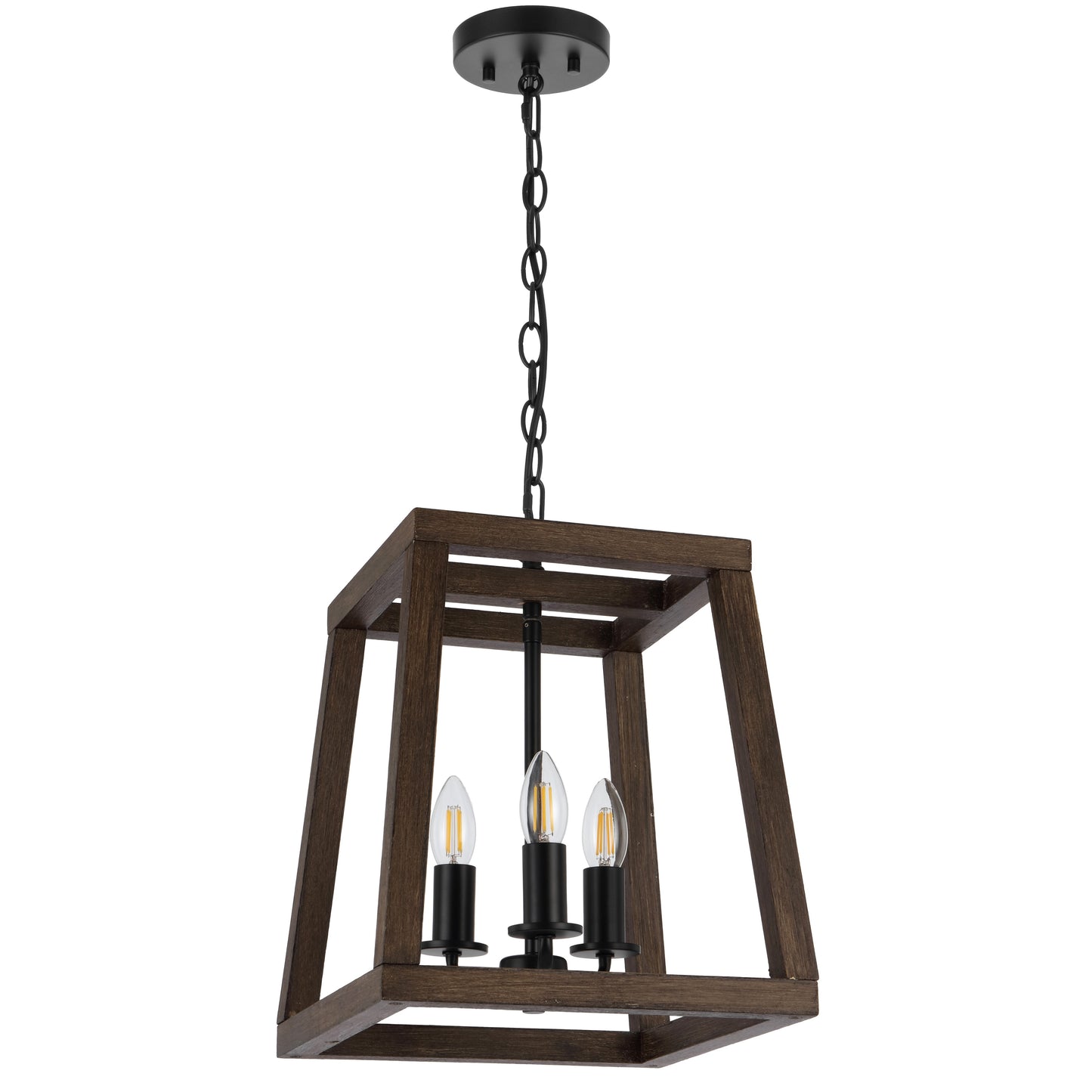 TFS 3 LT PENDANT 3x25wE14 W305 L305 H400 CHAIN 2M BLACK MATT / WALNUT TIMBER
