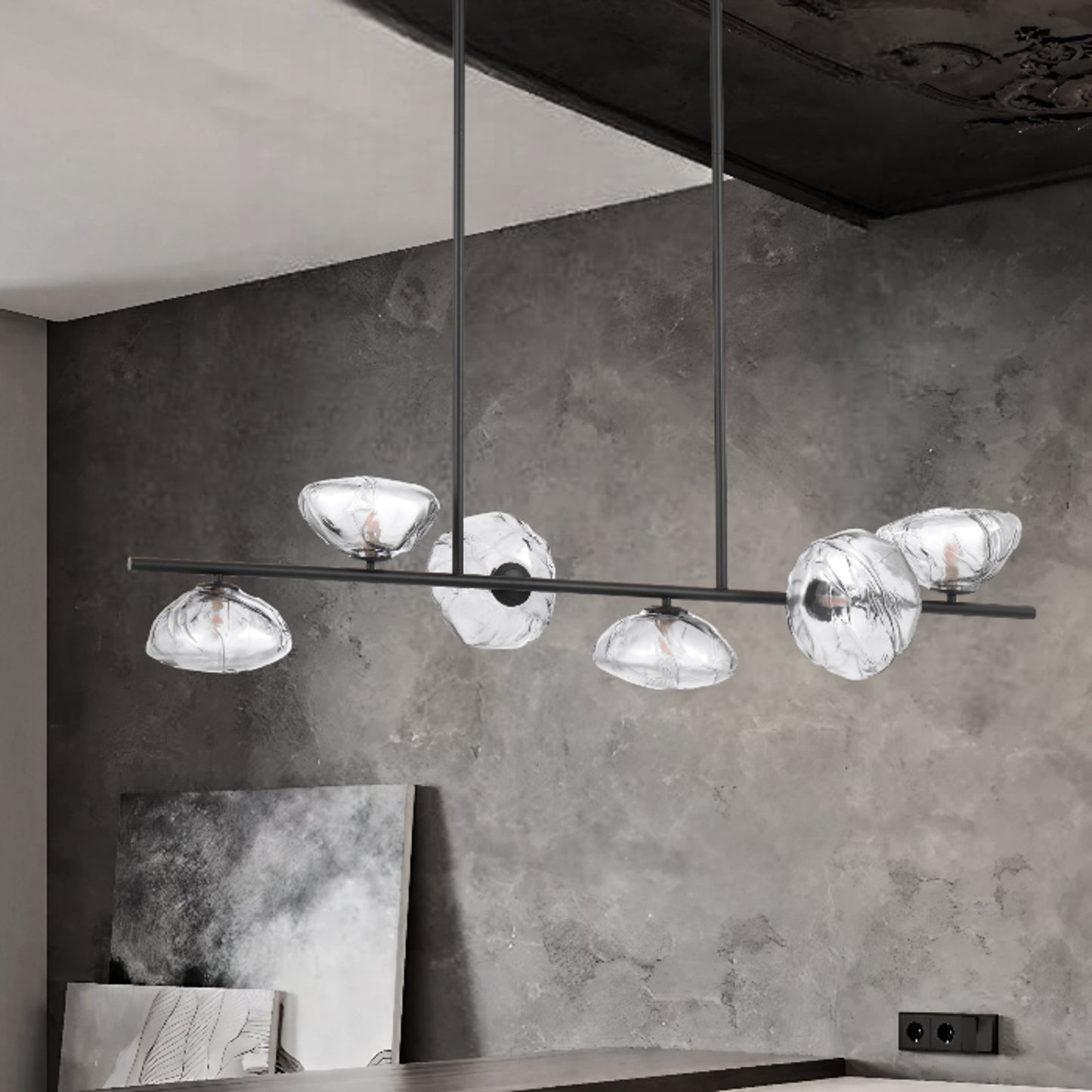 Annecy TFS 6 LTS PENDANT 6x6wG9max L1500 GLASS D200 BLACK / SMOKE GLASS