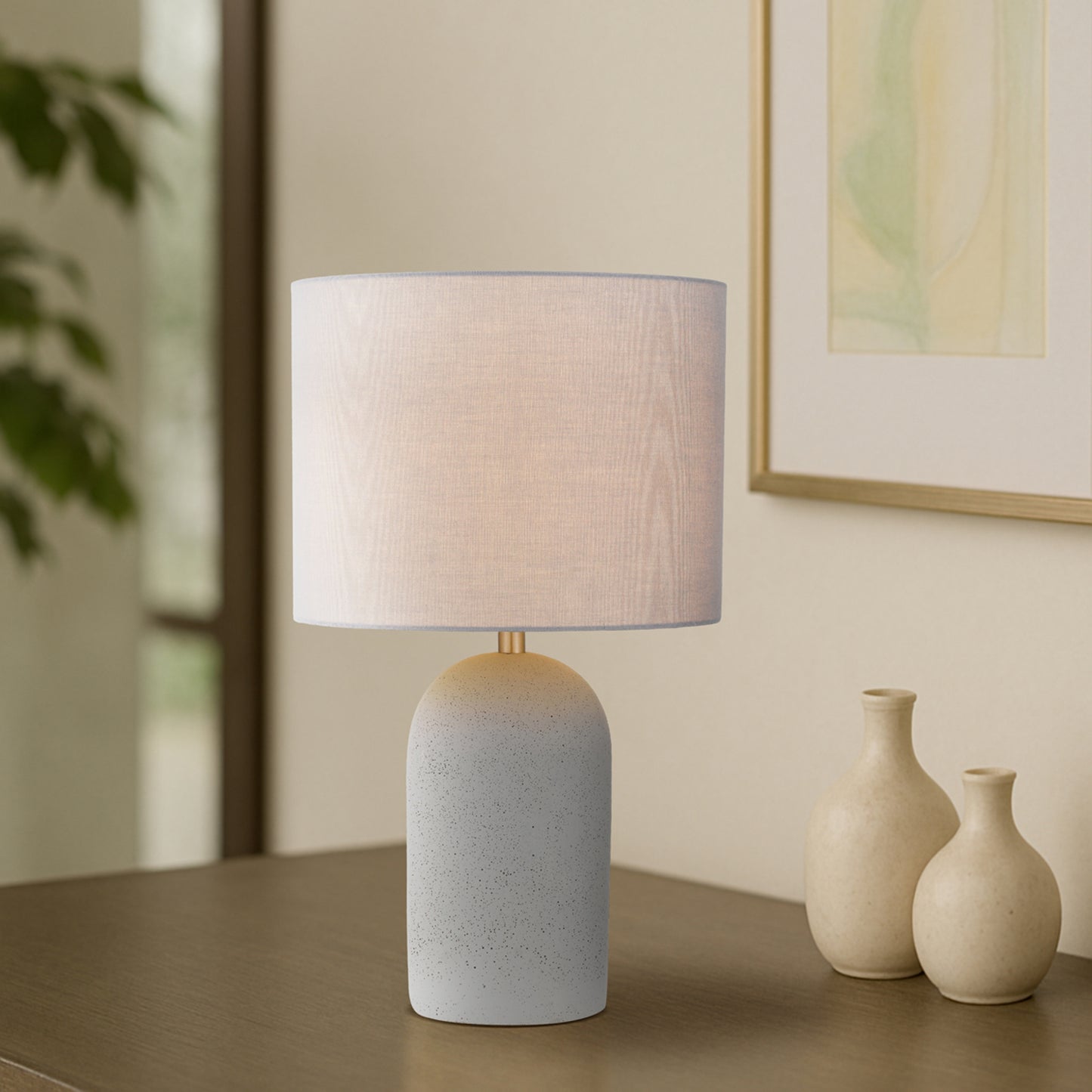 Cantolux TFS MED TABLE LAMP 25wE27max D:300 H:500 inline Swtch CONCRETE / SOFT GREY LINEN