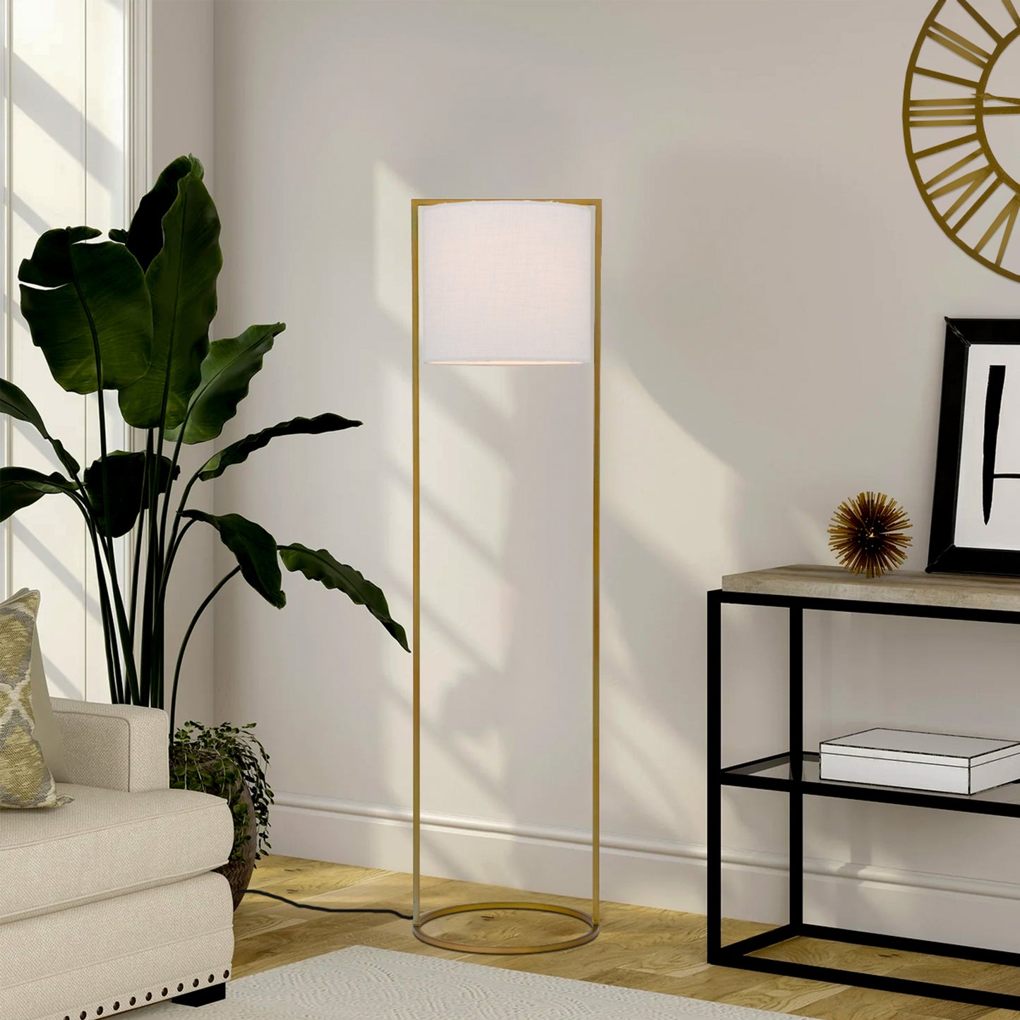 Cadiz TFS FLOOR LAMP 25wE27max D:400 H:1550 ANT GOLD / IVORY