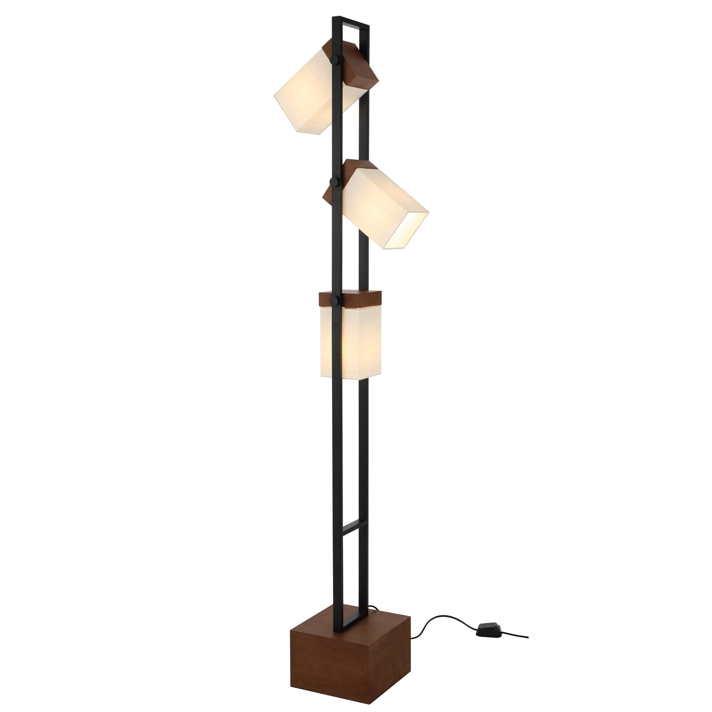 Lumoform TFS 3LT FLOOR LAMP 3x25we27max L:250 W:250 H:1800 FOOT SWTCH BLACK/WALNUT/IVORY