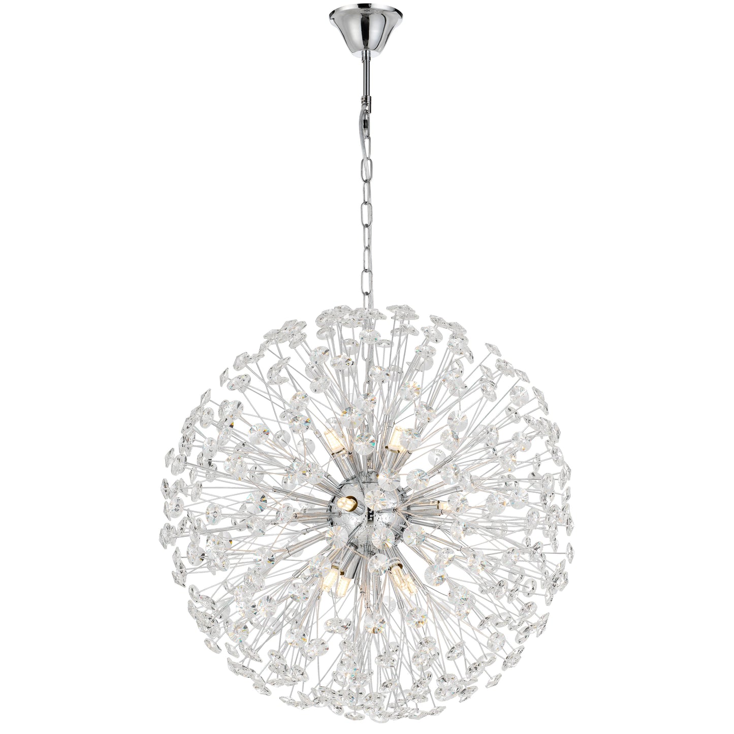 TFS 12LT PENDANT 12x6wG9max D:600 CHAIN 2M CRYSTAL H: 240 CHROME / CLEAR