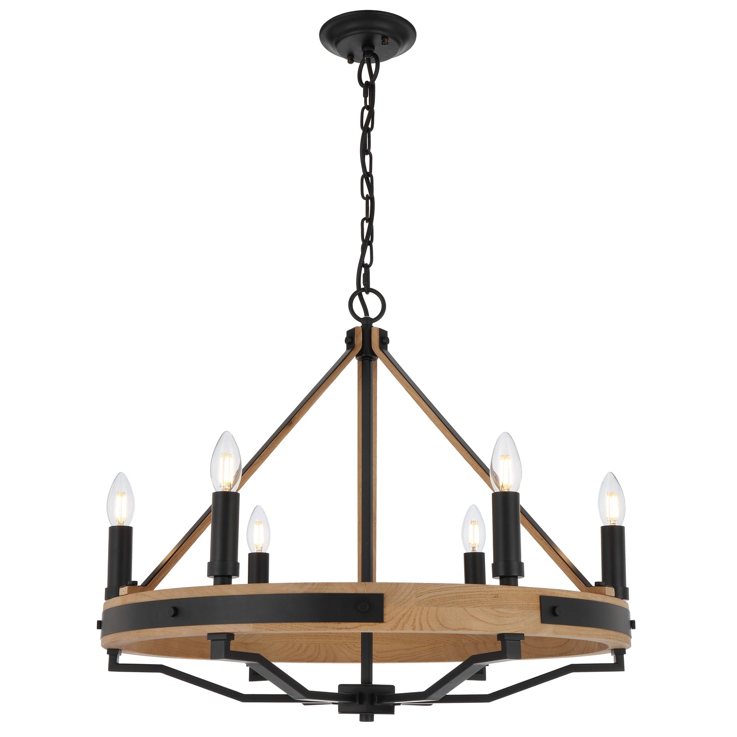 Varna TFS 6 LTS PENDANT 6*25wE14 D:660 H:560 2m CHAIN BLACK MATT / ASHTREE WOOD