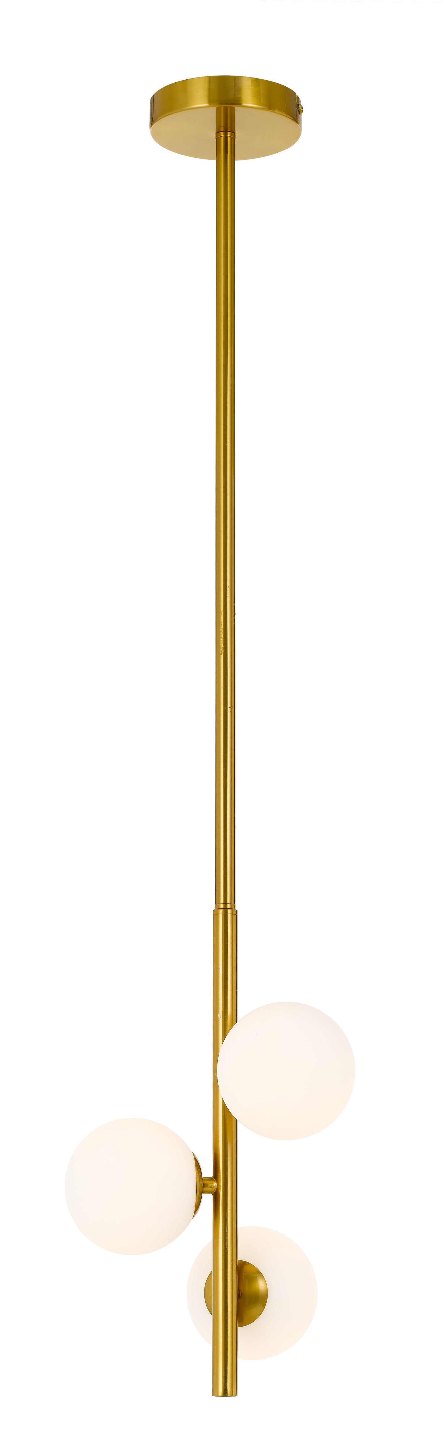 TFS 3 LTS PENDANT 3x6wG9max L:220W:245H:600 ROD:2x6001x300 ANT GOLD FRAME/OPAL MATT GLASS