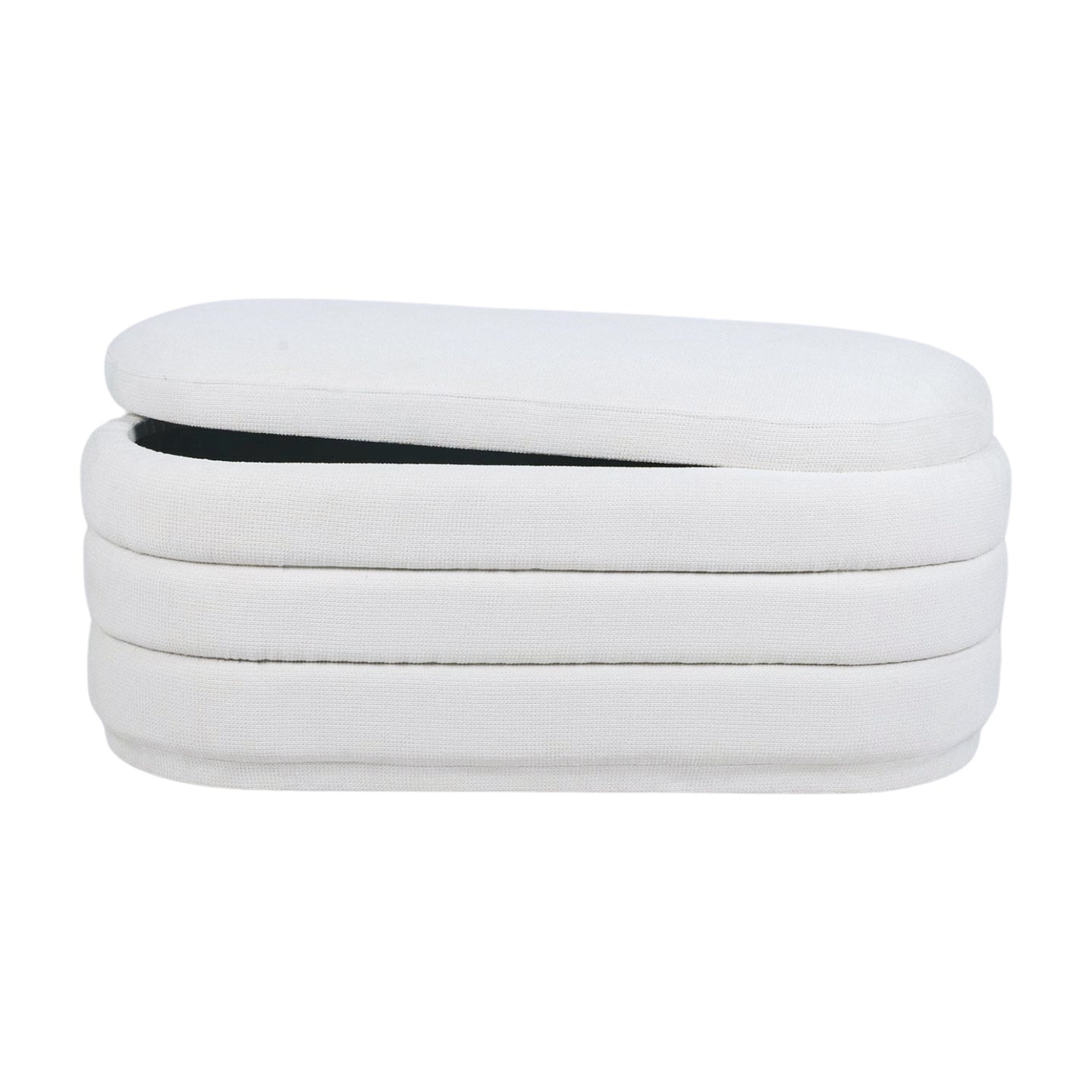 White Chenille Storage Bench