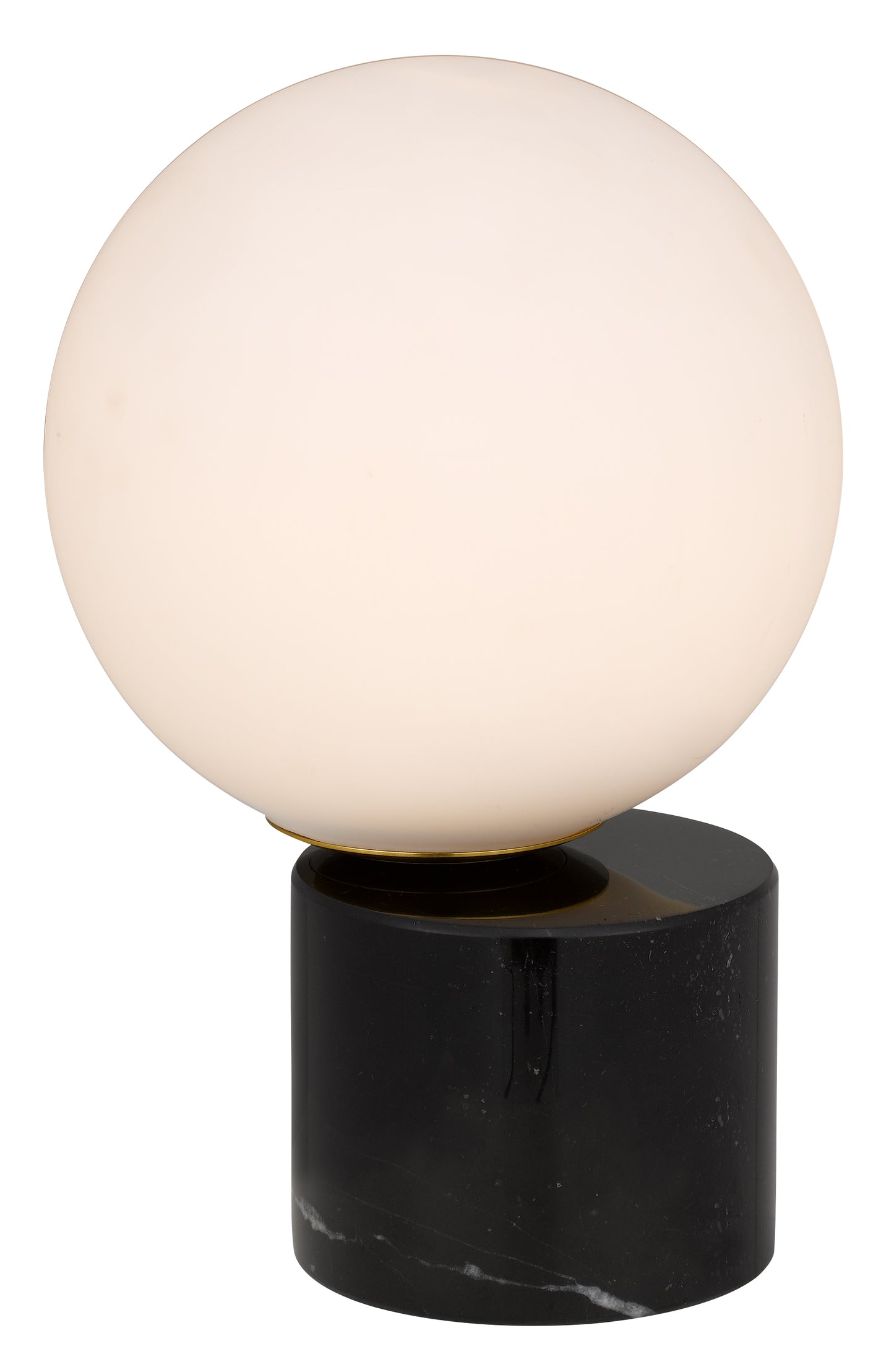 TFS TABLE LAMP 25wE27max D:200 H:300 Inline Switch BLACK MARBLE BASE/OPAL GLASS