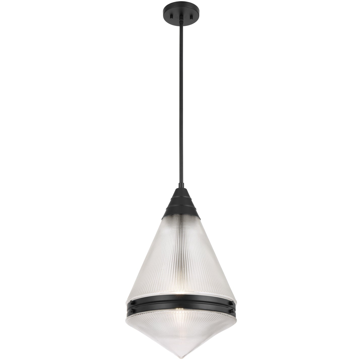 TFS 1LT PENDANT 25wE27max D:350 H:560 ROD 1.5m BLACK MATT/ CLEAR