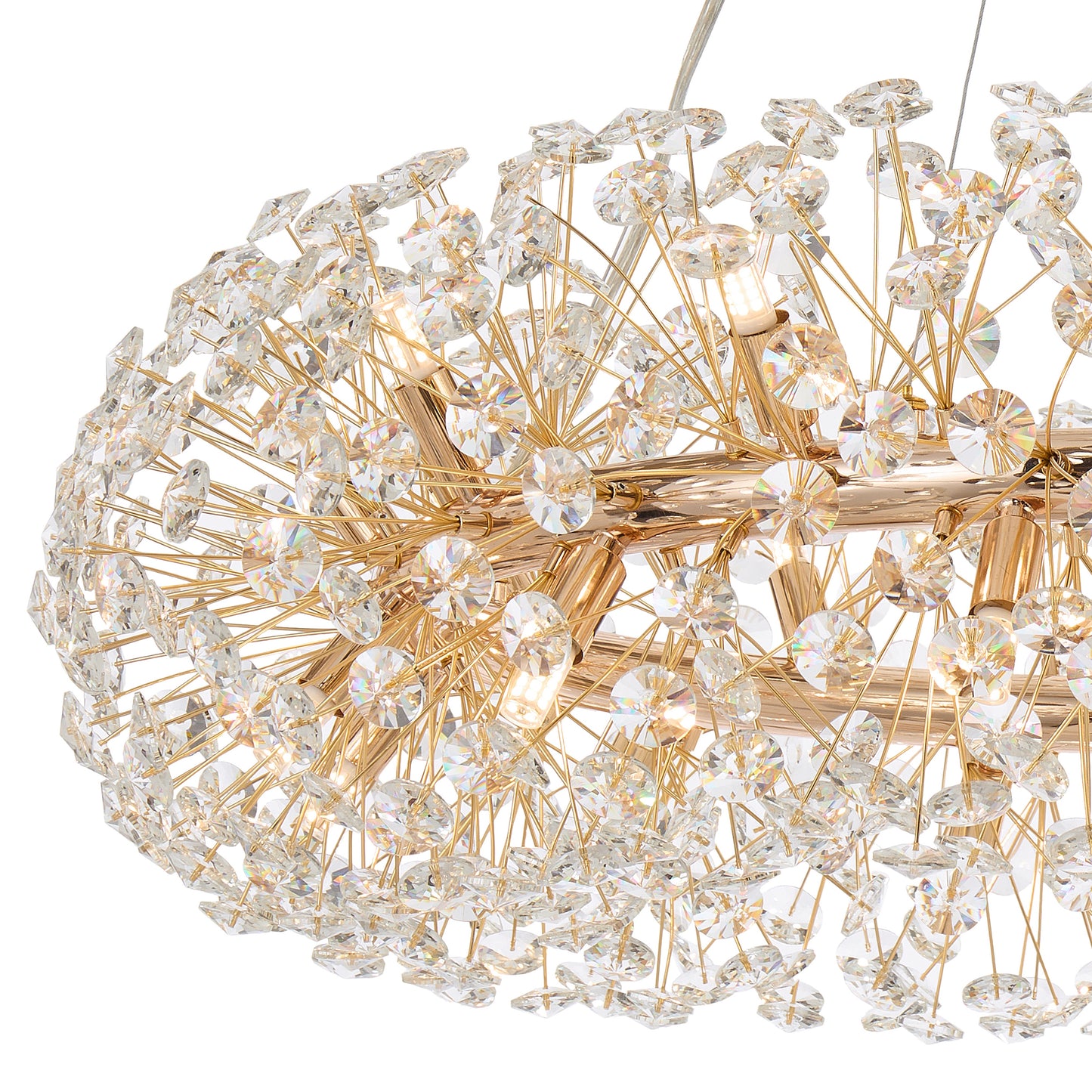TFS 24LT PENDANT 24x6wG9max D:900 H:350 CRYS H130 CAB 2M GOLD / CLEAR
