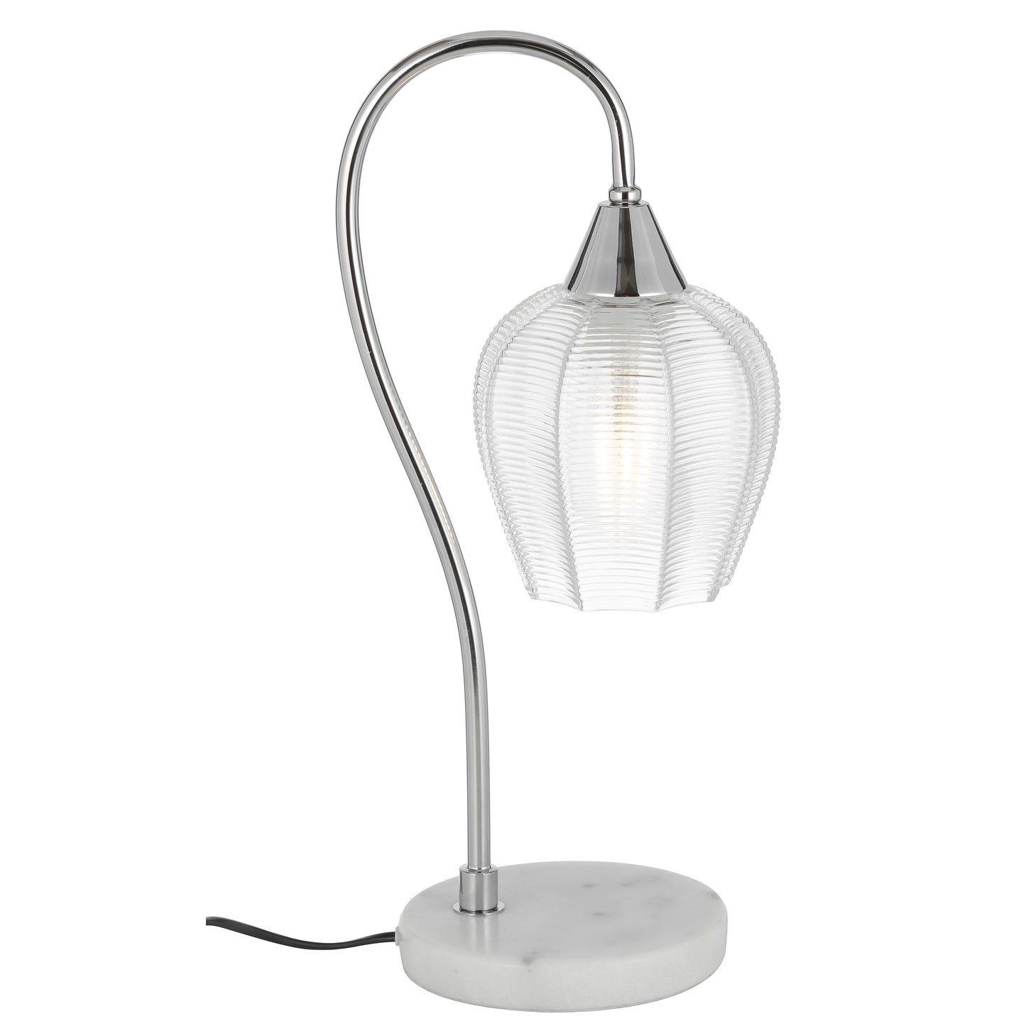 TFS TABLE LAMP 25wE27max L210 W160 H450 line swt WH MARBLE/CHROME/CLEAR