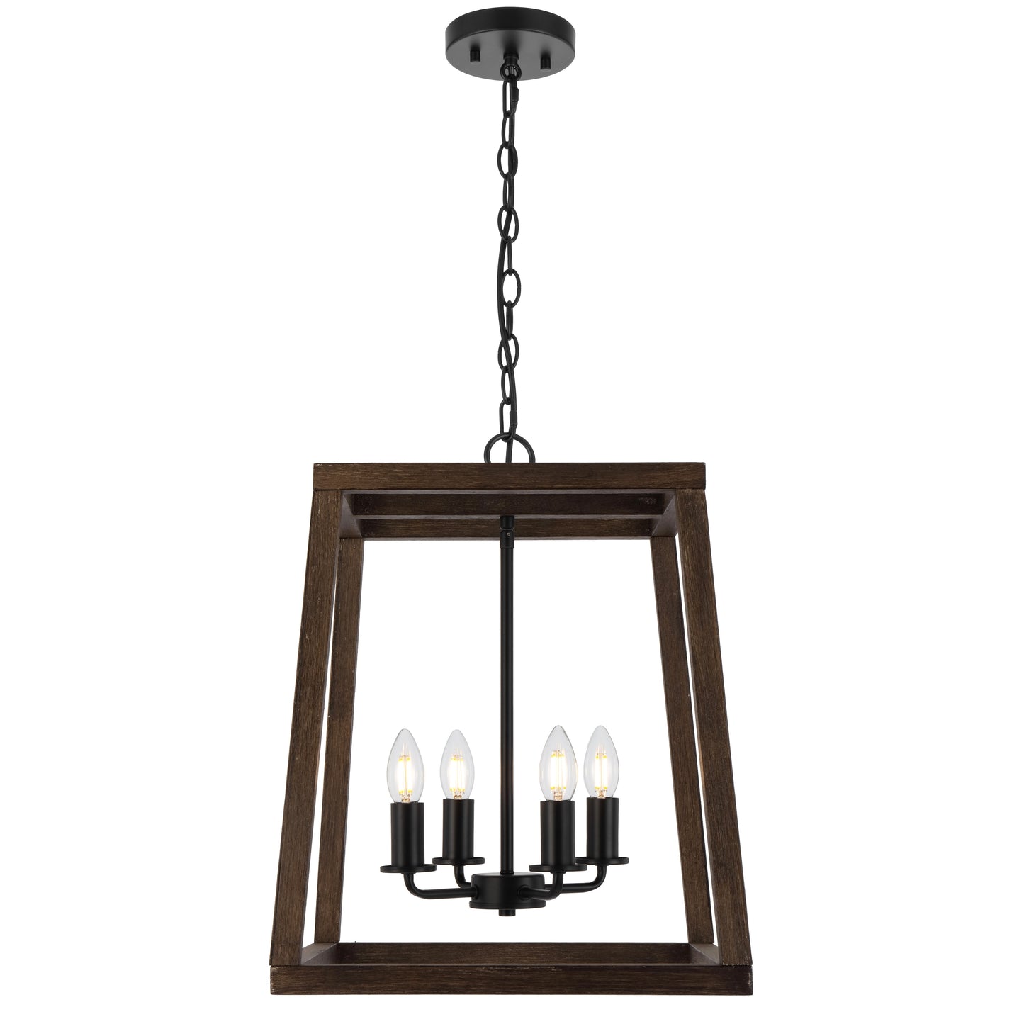TFS 4 LT PENDANT 4x25wE14 W405 L405 H524 CHAIN 2M BLACK MATT / WALNUT TIMBER