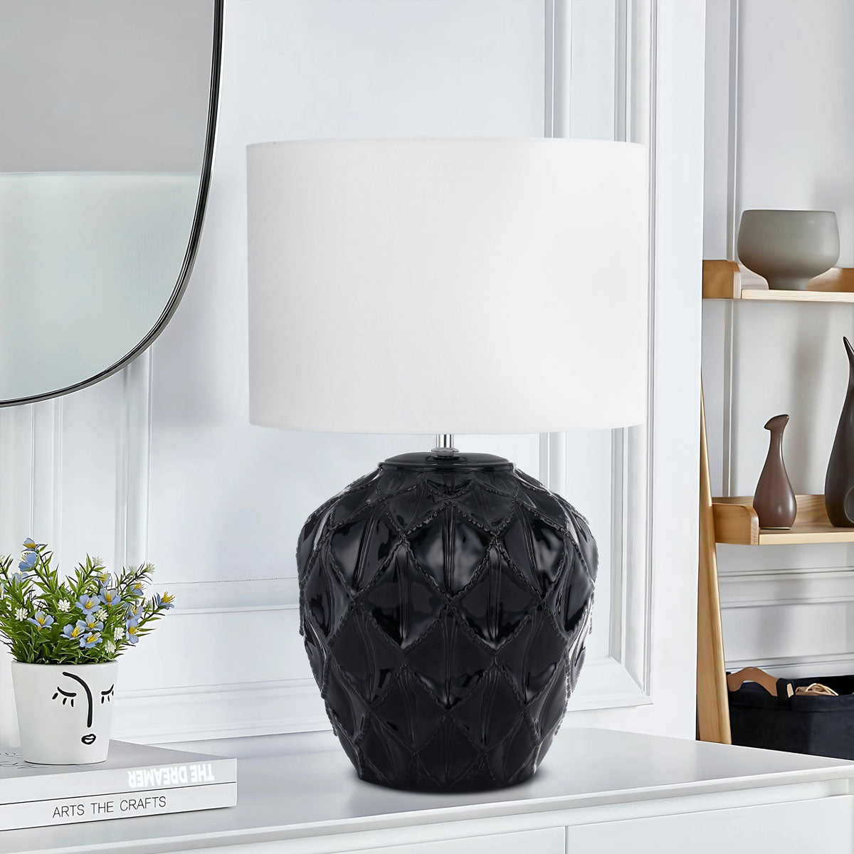 TFS CERAMIC TABLE LAMP 25wE27max D:330 H:540 BLACK / WHITE