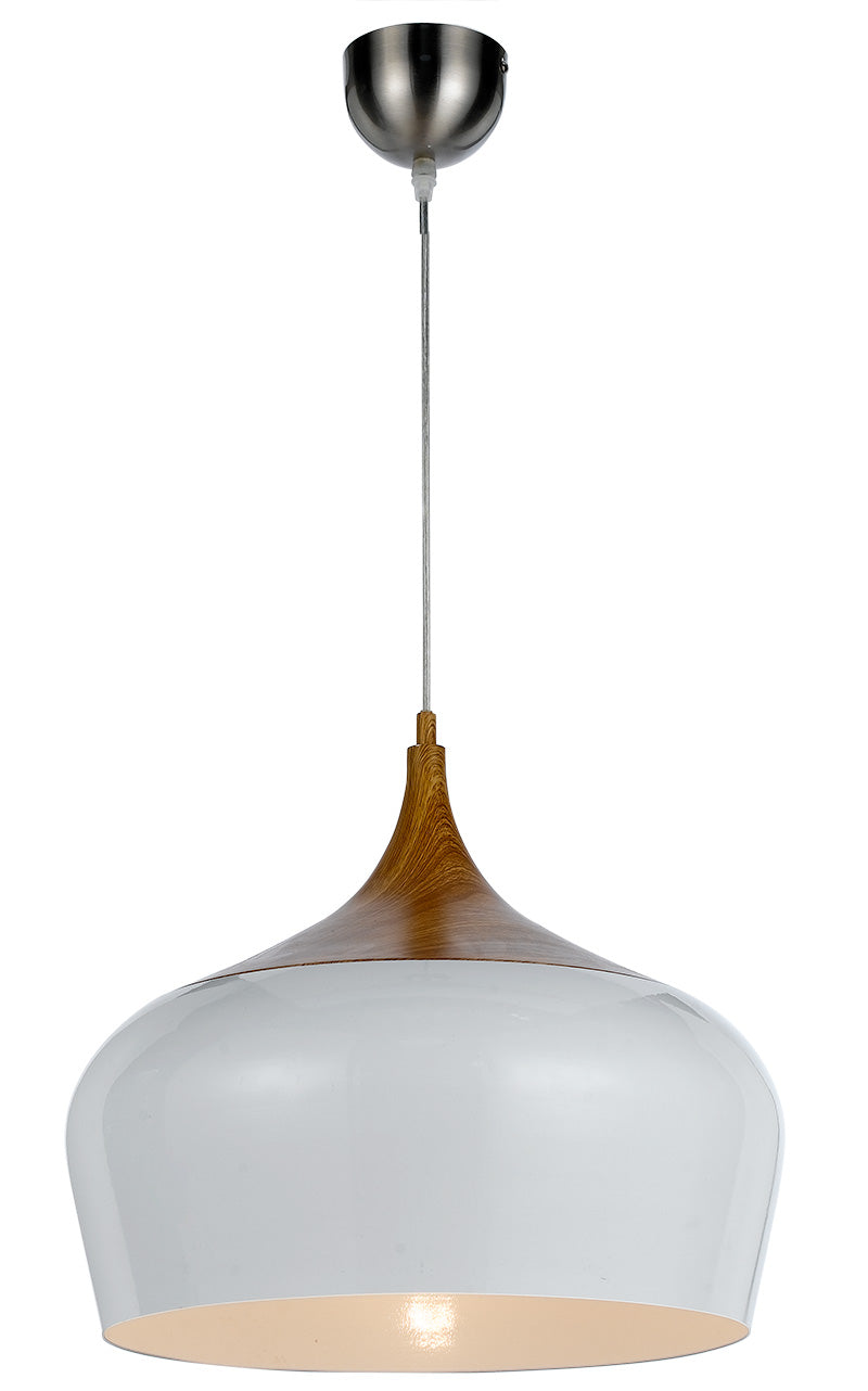 TFS 30 PENDANT 25wE27max D:300 H:270 WHITE with OAK PAINTED