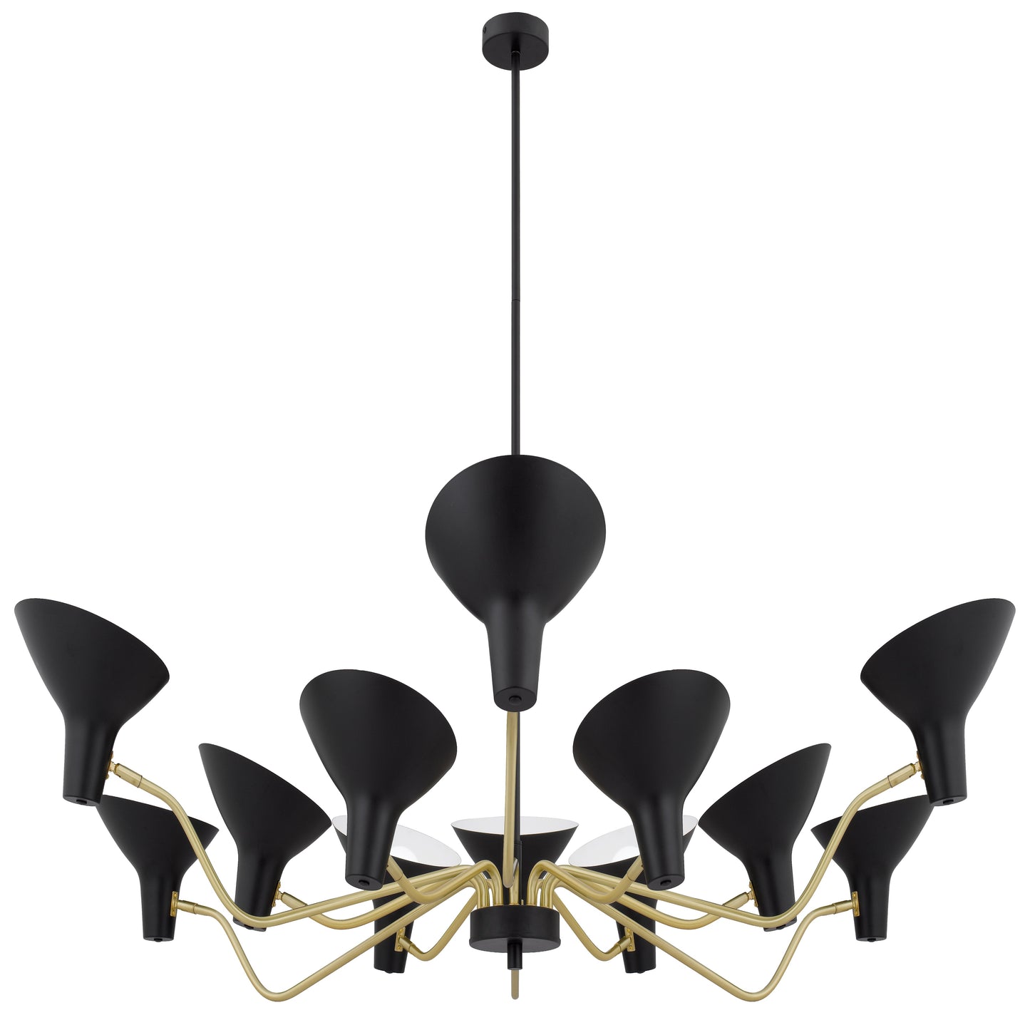 TFS 12 LIGHTS PENDANT 12x25wE27max D:1500 H:285 BLACK/BRASS MATT ROD:1.5m