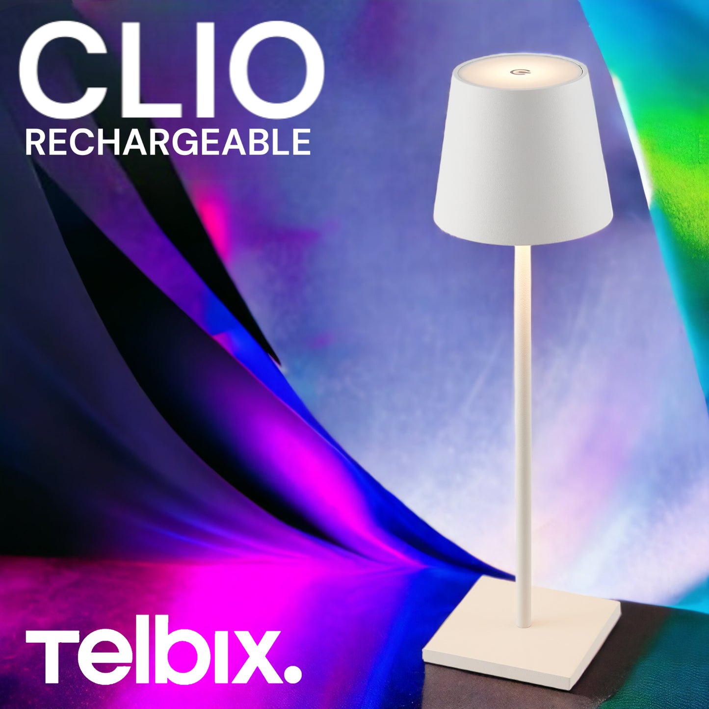 TFS RECHARGEABLE TABLE LAMP 3wLED D108 H380 IP54 1.5M 3000 K 300LM 2X2000mah WHITE SAND
