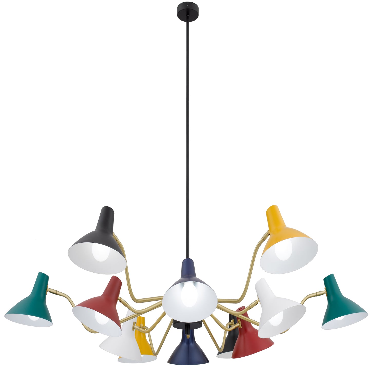 TFS 12 LIGHTS PENDANT 12x25wE27max D:1500 H:285 MULT COLOUR/BRASS MATT ROD:1.5m