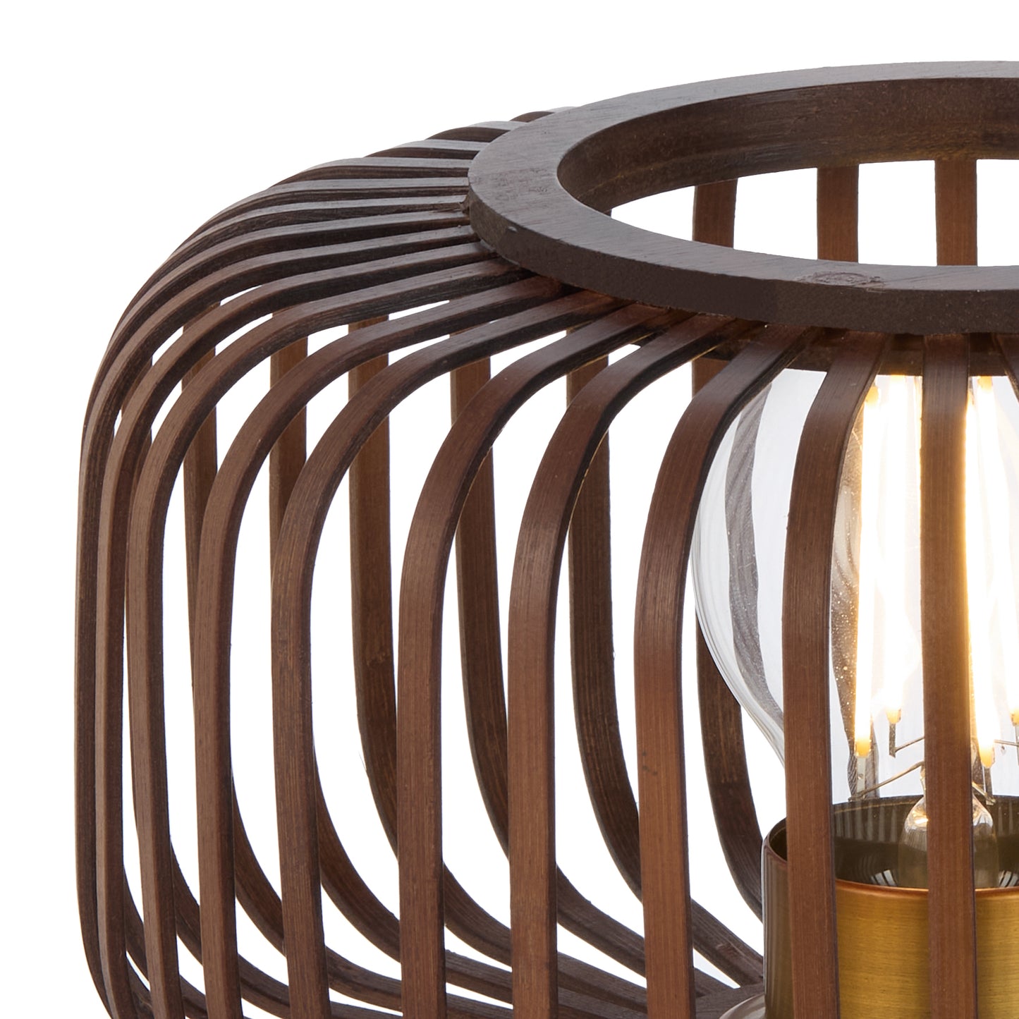 TFS ROUND TABLE LAMP 25wE27max D200 H230 inline swt BLACK / BROWN BAMBOO