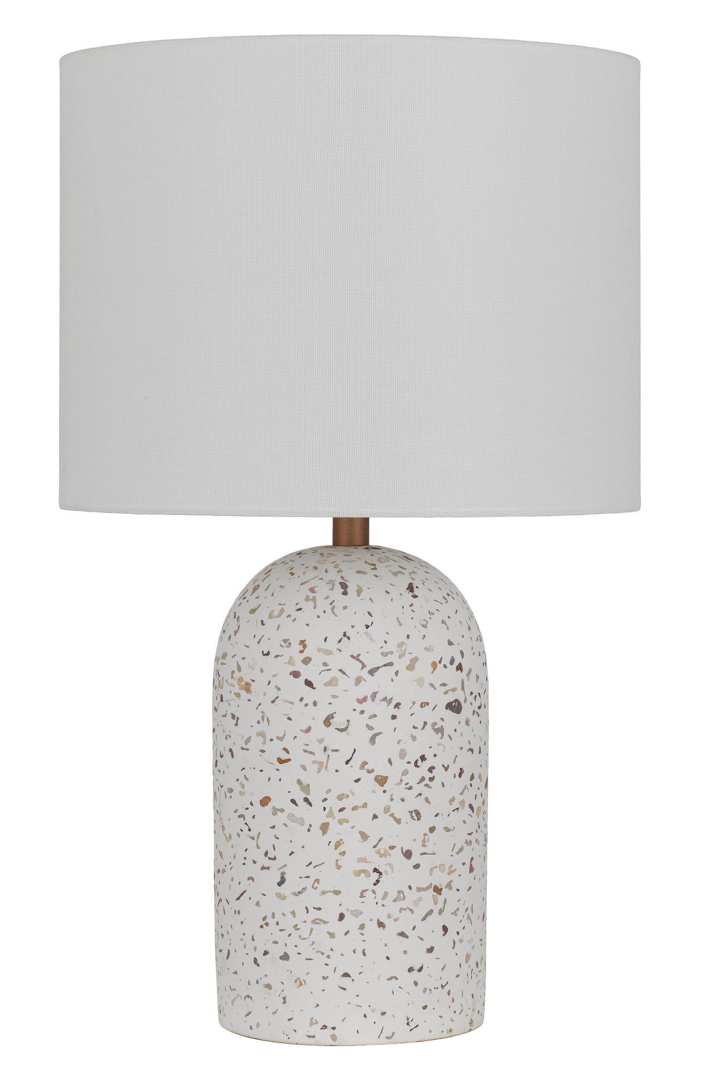 TFS MED TABLE LAMP 25wE27max D:300 H:500 inline Swtch WHITE TERRAZZO / IVORY LINEN
