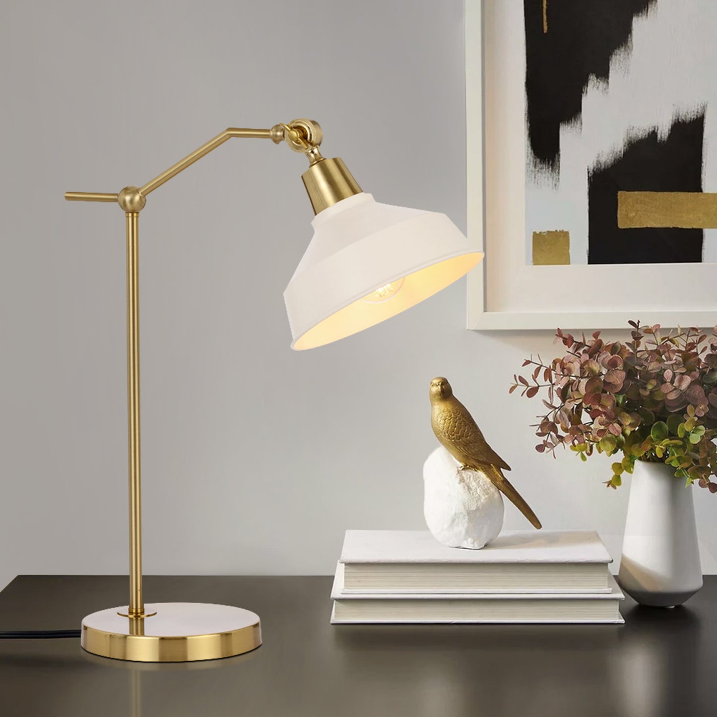 TFS 20 TABLE LAMP 25wE27max L380 W180 H520 INLINE SWTCH ANT GOLD/BEIGE 9001