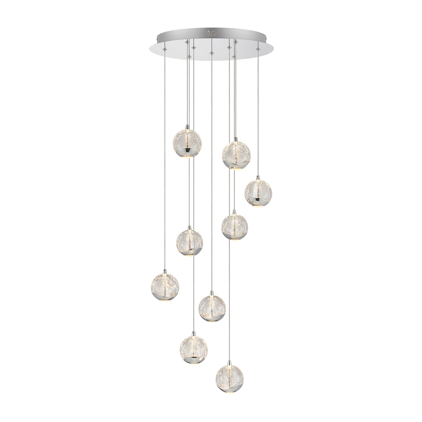 TFS 9 LTS PENDANT 9x5wLED 3000K D:400 2490Lm CAB.3m ( D:90 H:85) CHROME/BUBBLE GLASS