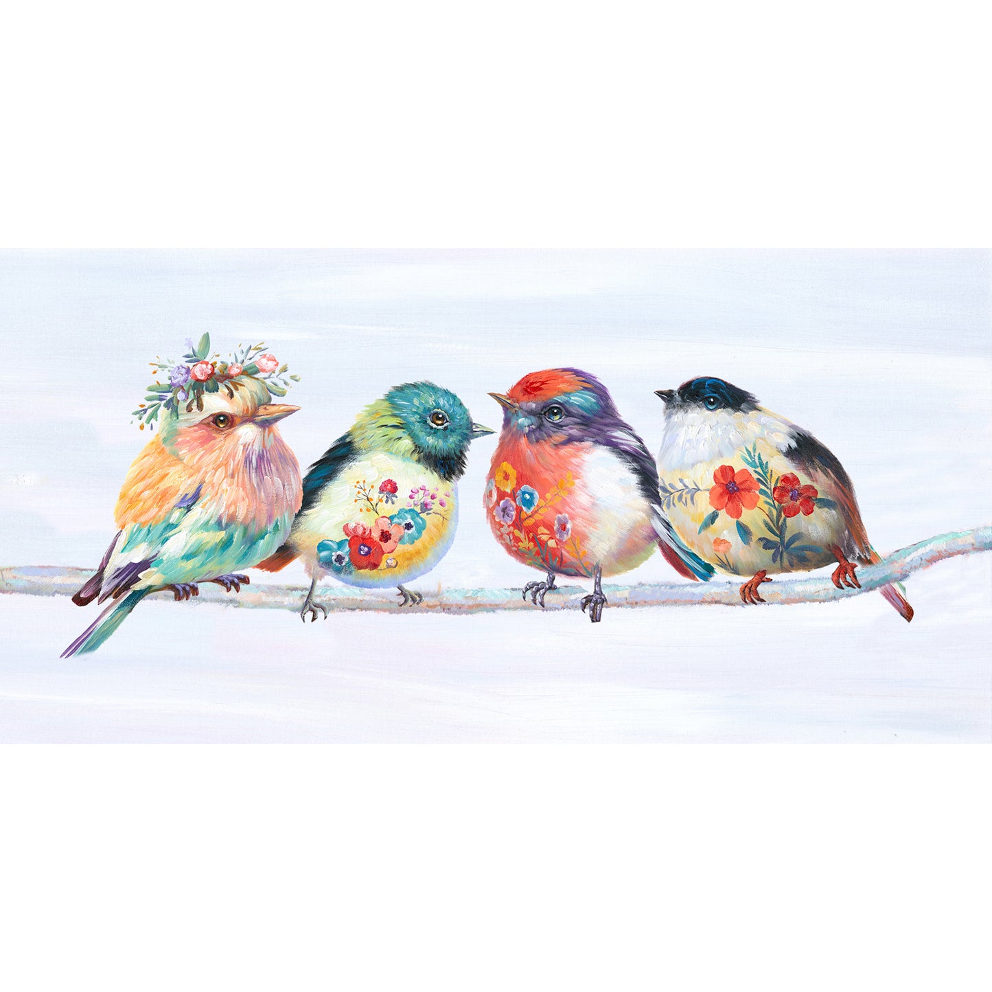 Birds on branch Canvas Print
