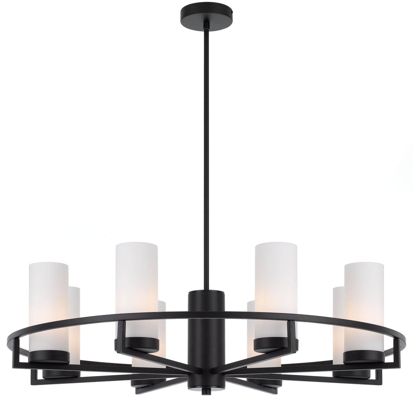 TFS 8LTS PENDANT 8x25wE14max D850 H242 GLASS:80 BLACK / OPAL MATT ROD:1.5m