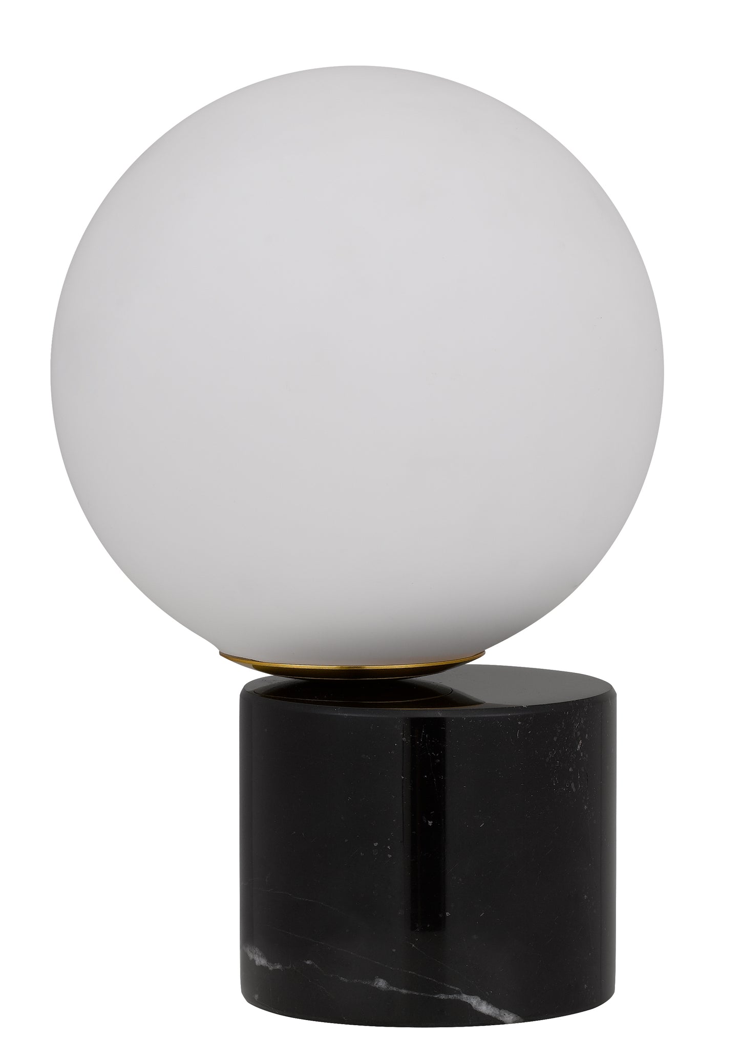 TFS TABLE LAMP 25wE27max D:200 H:300 Inline Switch BLACK MARBLE BASE/OPAL GLASS
