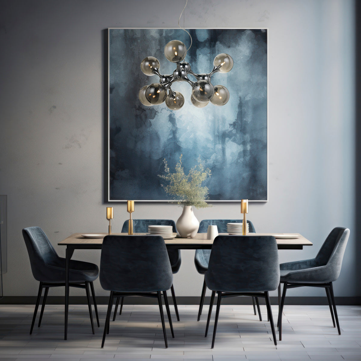 TFS 80 PENDANT 9x28wattG9HALmax D:815 H:410 CHROME / SMOKE